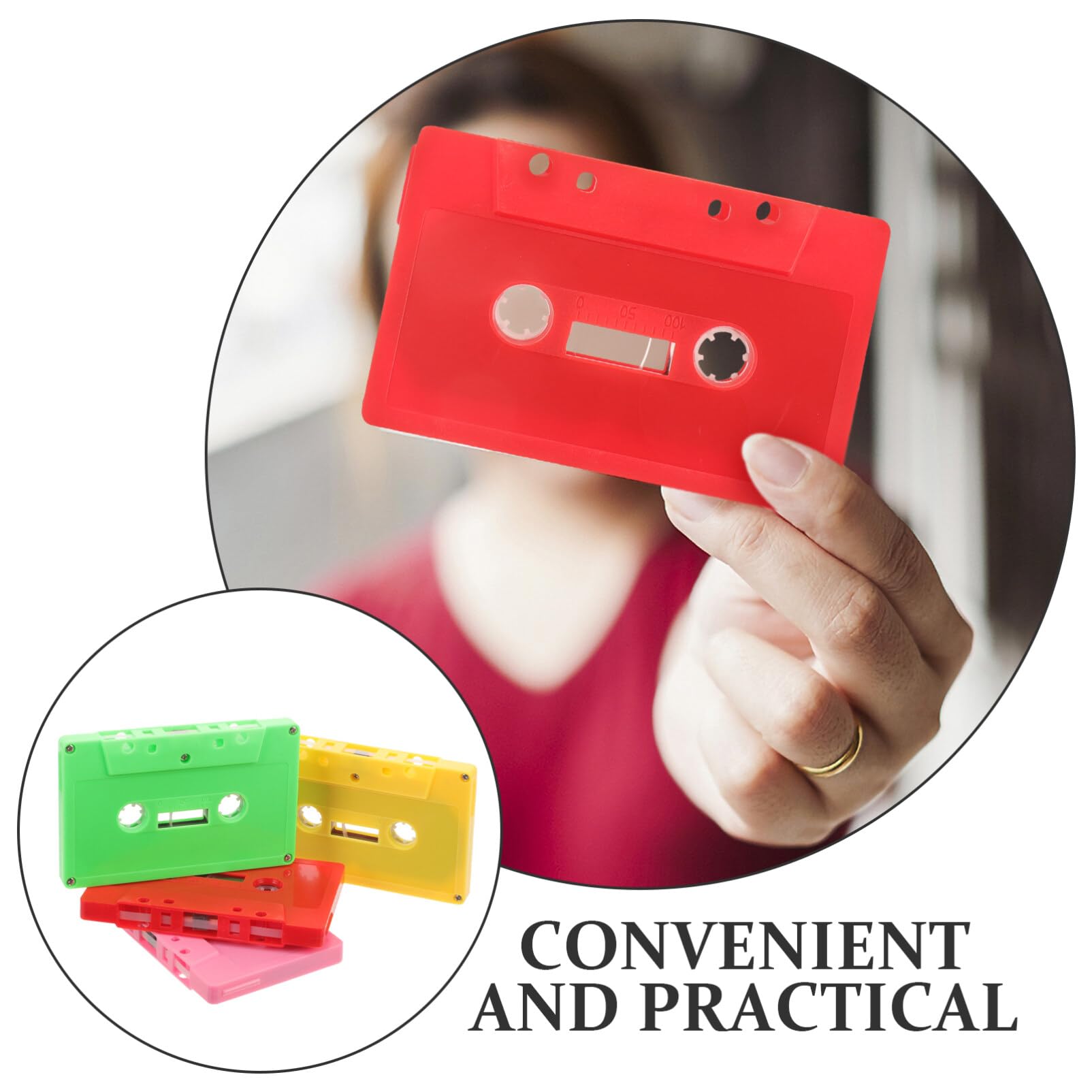 NUOBESTY Custodie in plastica per cassette audio, 4 pezzi, nastro per cassette vuote, nastri audio vuoti colorati