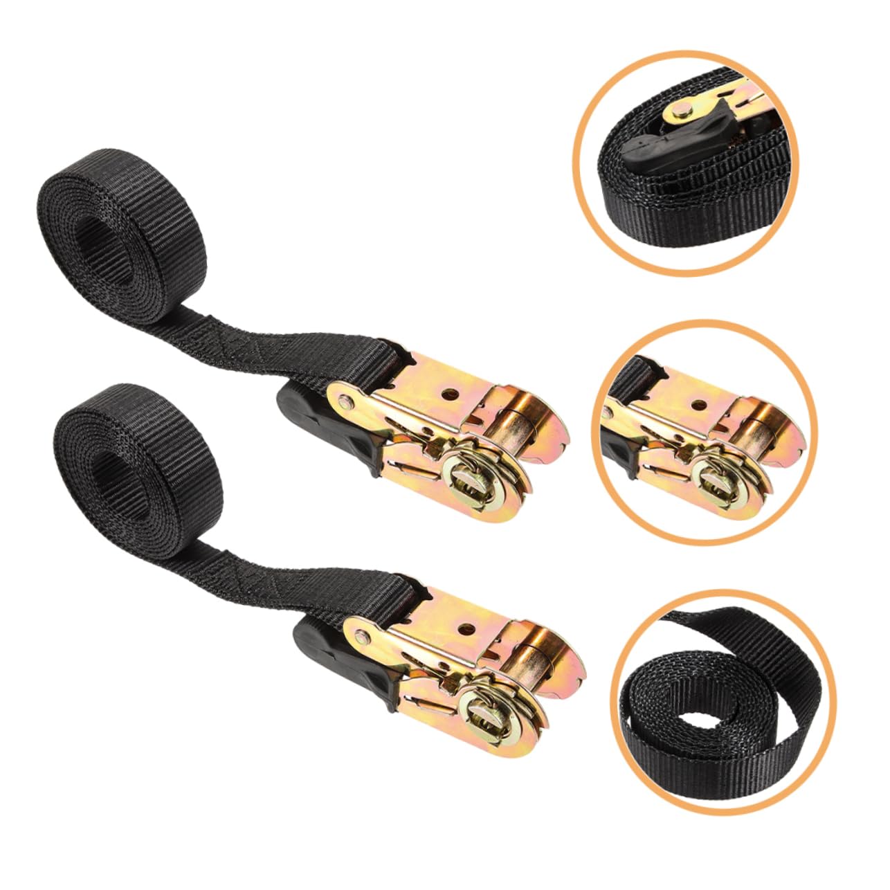 ABOOFAN Sangles D'arrimage à Cliquet Robustes 2,5 Cm x 2 M, Lot De 4, Sangles De Chargement Sécurisées pour Motos, Camions Et Remorques, Usage Automobile Et Transport