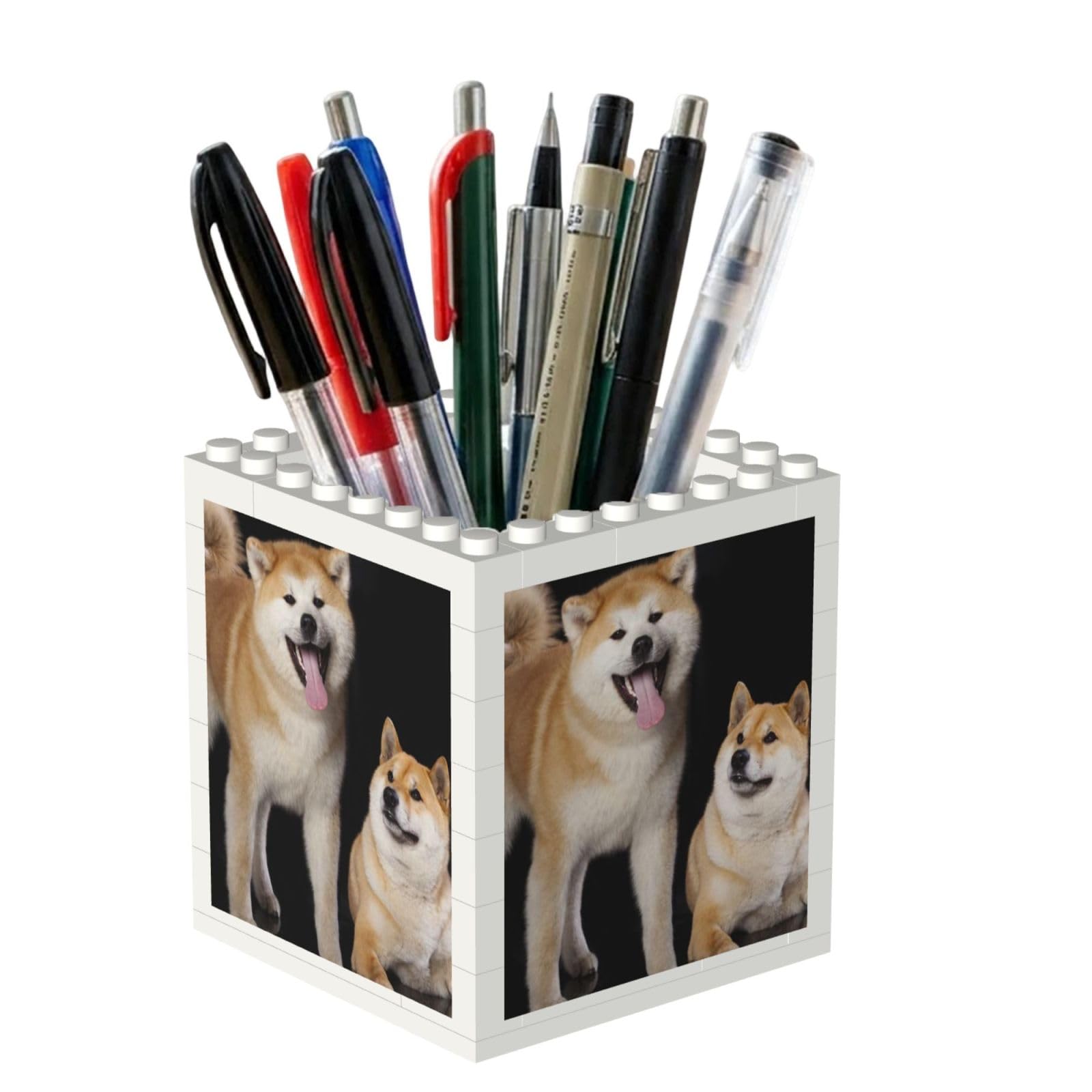 Poadnly Shiba Inu Akita Inu, Pen Pot Pencil Holder for Office Home School, Compact Desk Organiser for Office Stationery