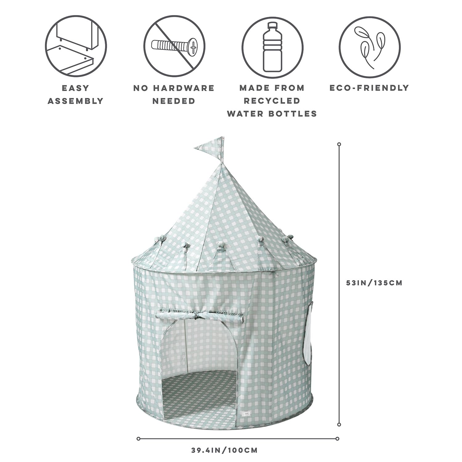 3 Sprouts Kids Play Tent, Sustainable Recycled Fabric, Fun Spacious Childs Playhouse for Indoor Games for Boys & Girls - Image 2