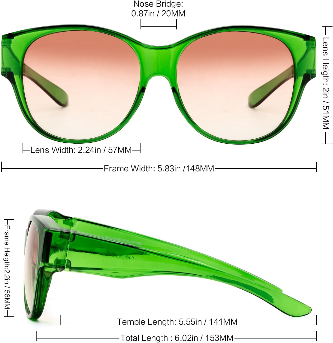 Face Shadow Polarized Sunglasses Fit Over Glasses, Sunglasses for Women to Go Over Glasses UV Protection Lightweight - Image 7