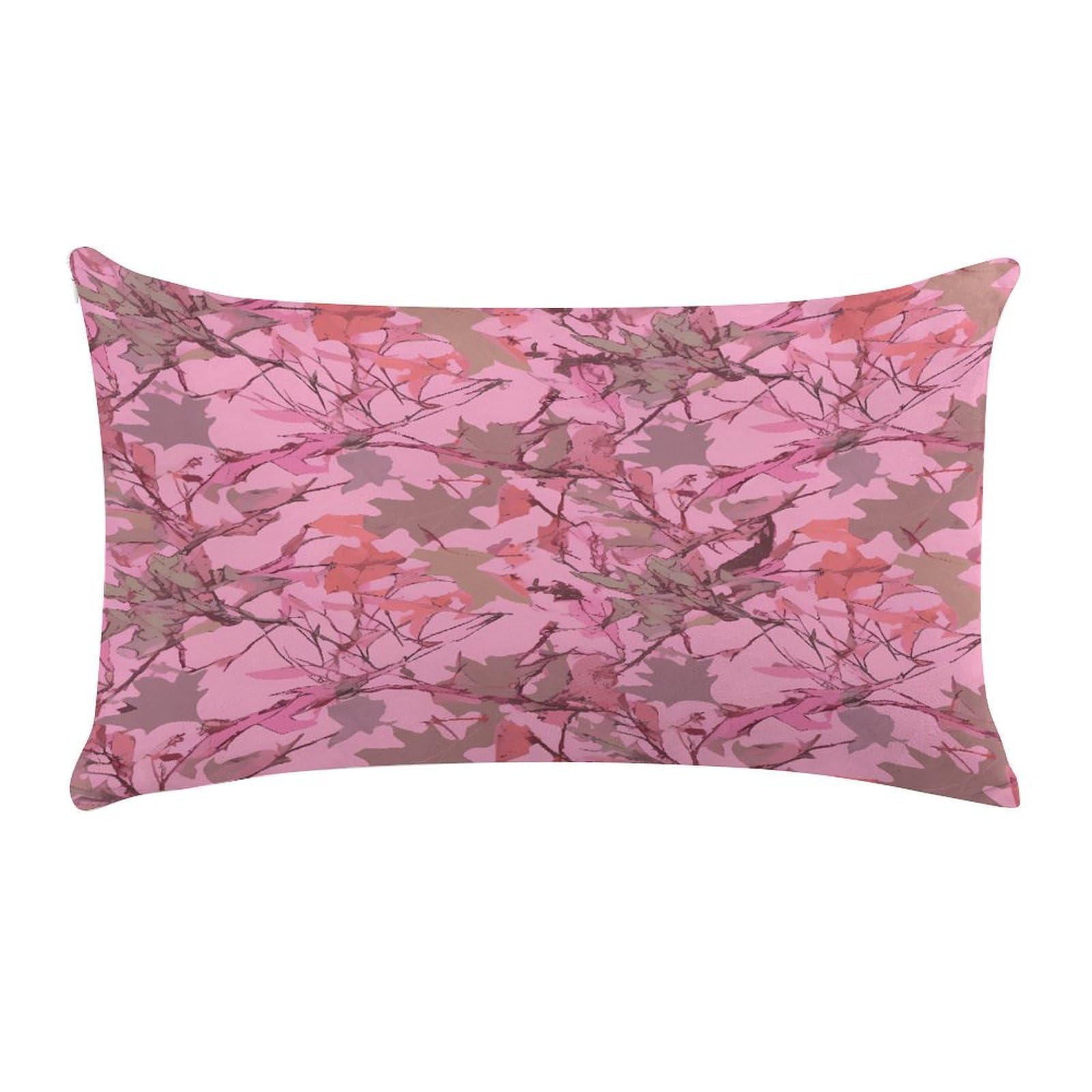VstaDank Pink Leaves Camo Throw Pillow Cover Rectangular Lumbar Throw Pillow Case Soft Farmhouse Accent Decorative Cushion Cases Short Plush Pillowcase with Zipper 12 X 20 Inch