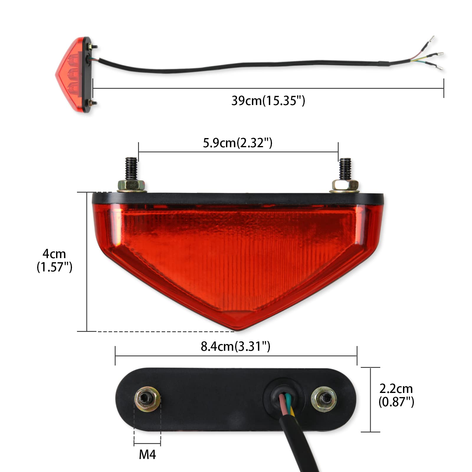DREAMIZER Fanale posteriore del freno del motociclo, 12V 9 LED omologato E Moto Stop Running Fanale posteriore Fanale posteriore universale per moto ATV Dirt Bike Scooter.