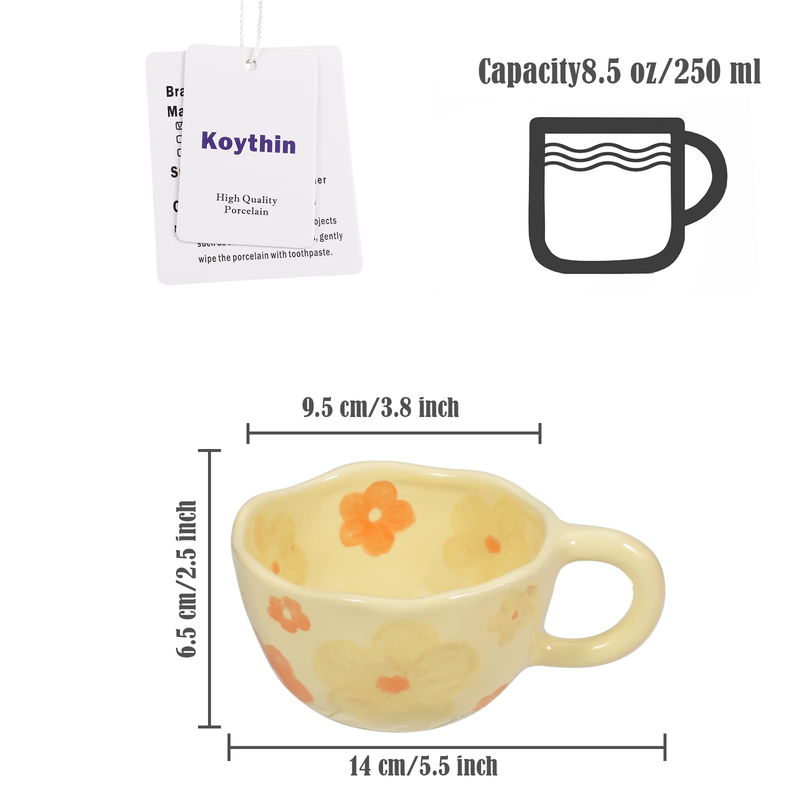 Koythin Ceramic Coffee Mug, Creative Flower Cup for Office and Home Dishwasher and Microwave Safe - Image 2