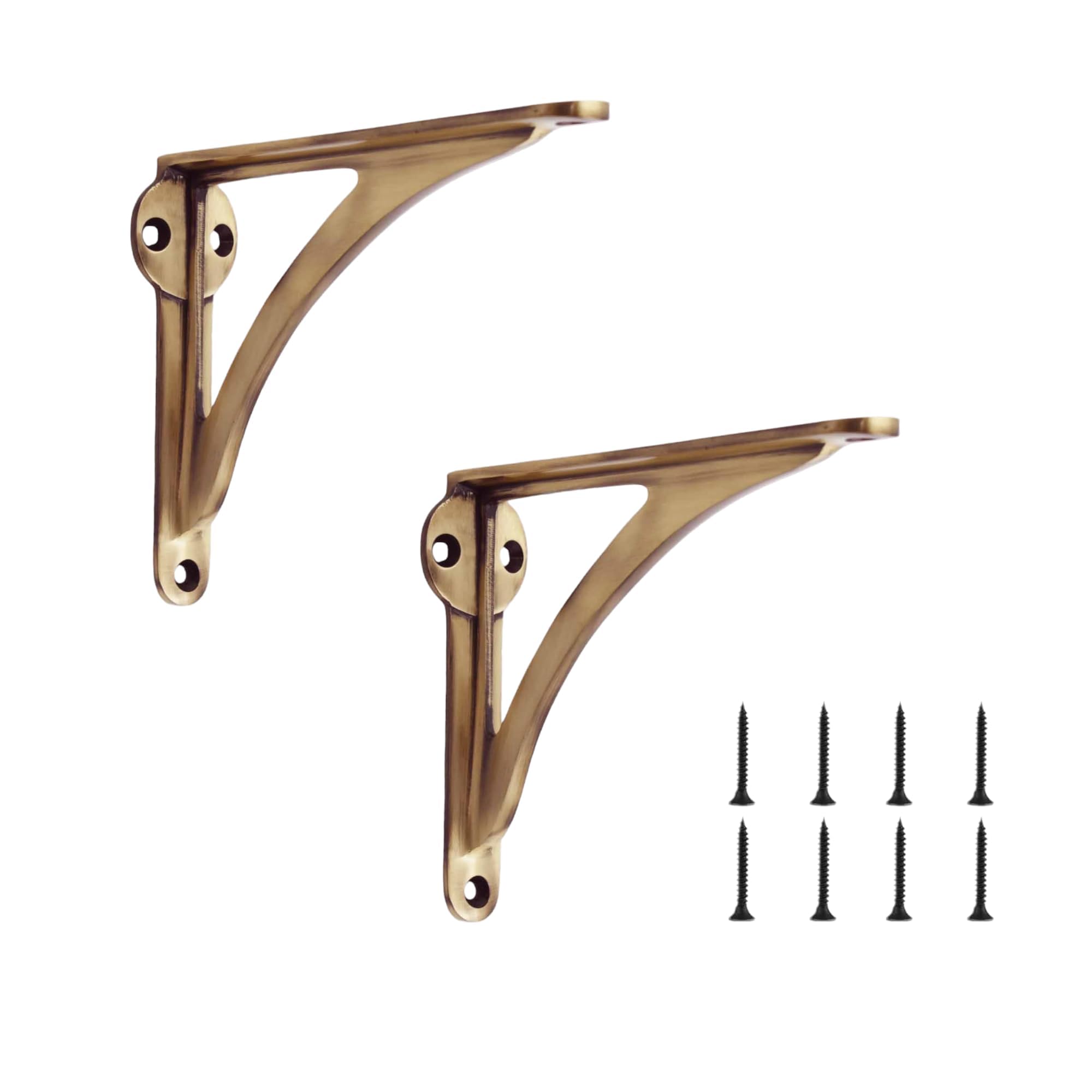 Decorative Brass Shelf Bracket | Antique Shelf Bracket for Shelving Modern L Shaped Design | Modern Sleek Shelf 6 Inches ( Pack of 2 )