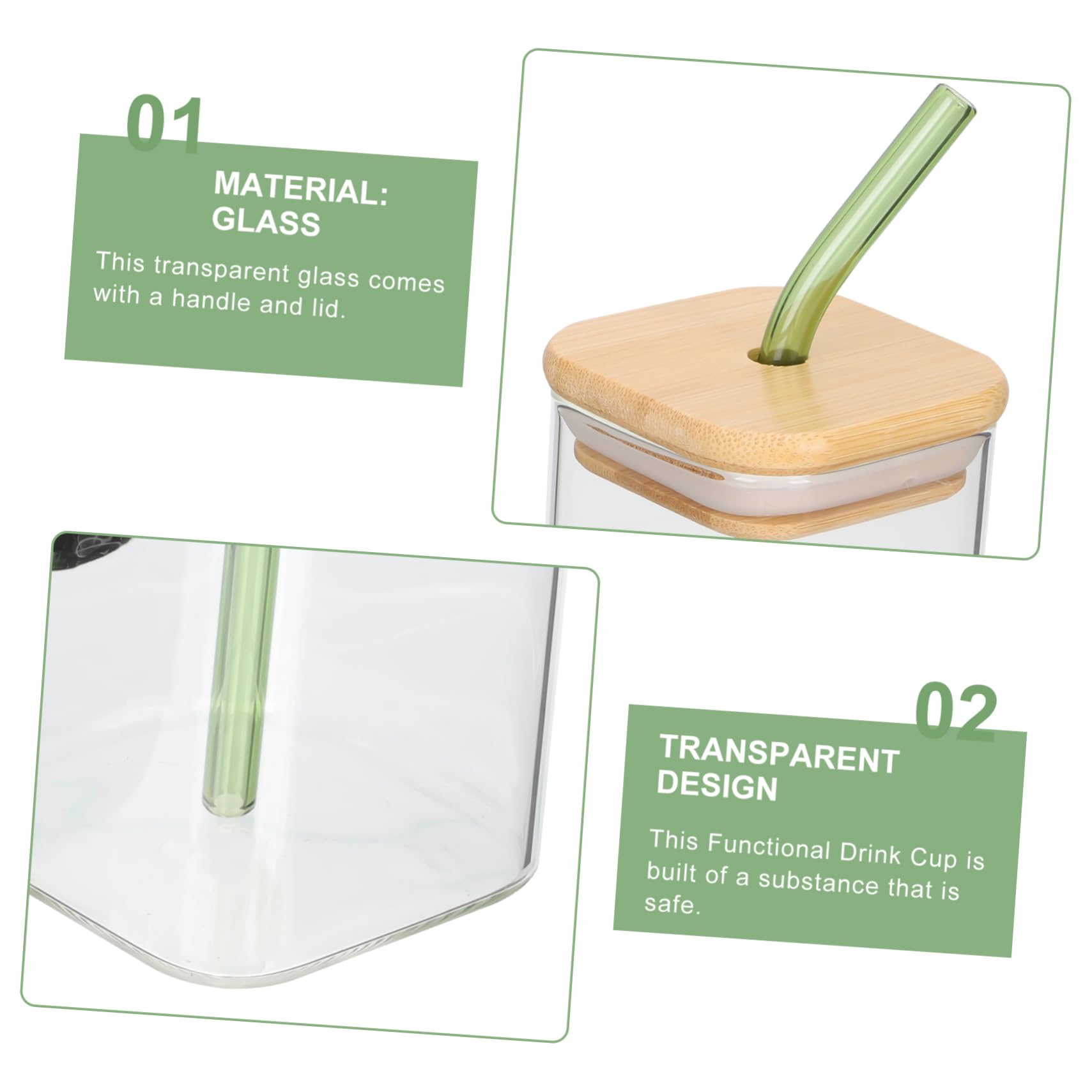 COLLBATH Elegant Insulated Glass Cups Lids Cold Beverage Cups Multi-function Water Glass for Party Home Drinking Supply