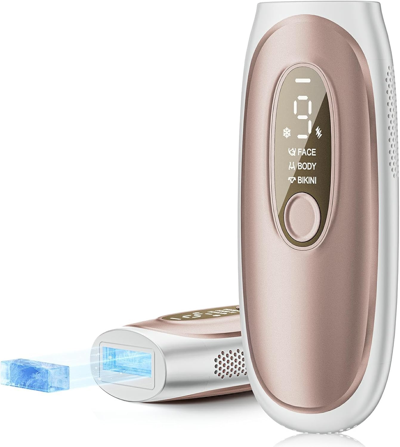 Epilatore Luce Pulsata Con funzione Sapphire Ice, 9 livelli di energia, Max 19J Epilatore Laser, Consigli Intelligenti per Corpo/Bikini/Viso – Flash Illimitati