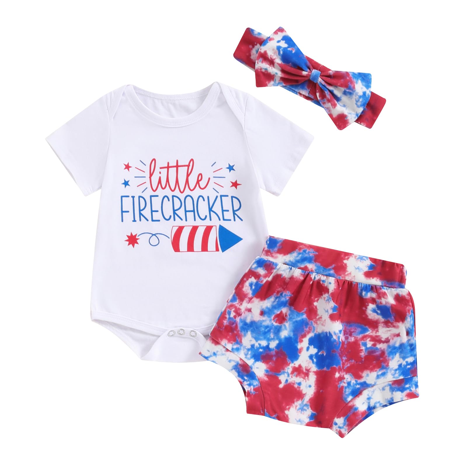 4th Of July Baby Girl Outfits Newborn Romper Shorts Set Infant Fourth Of July Outfit Infant Cute Bodysuit Clothes