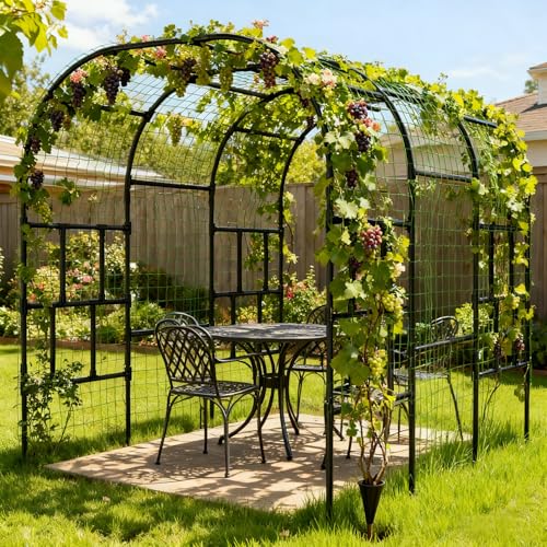 SUNYRISY Garden Arch Trellis, 118' x 79' x 87' Extra Large Garden Trellis for Climbing Plants Outdoor, Tall Archway Plant Support Garden Gazebo Outdoor for Grape Vine Vegetable Flower