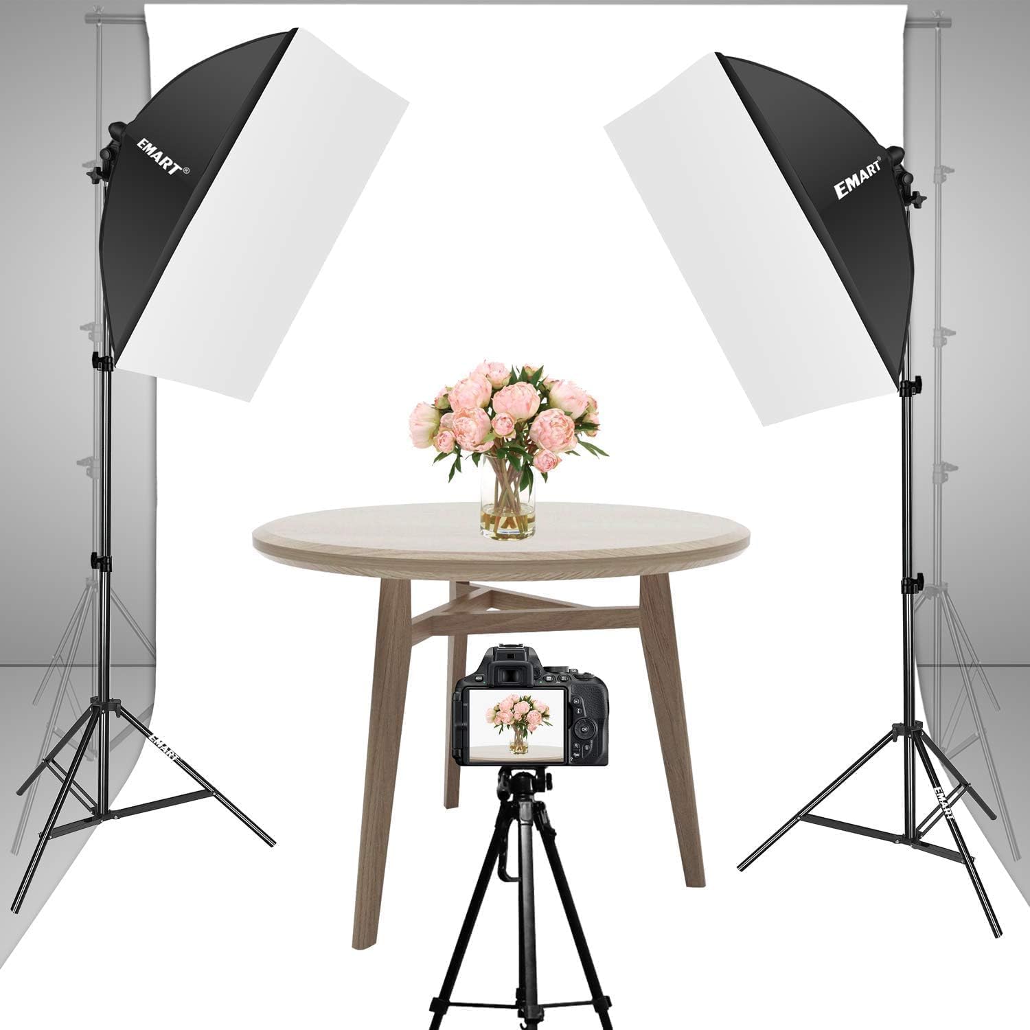 EMART Softbox Set 50 x 70cm, Softbox Beleuchtung Kit 85W 3000-6000K Dimmbare LED für Video, Fotografie, Studio Porträts