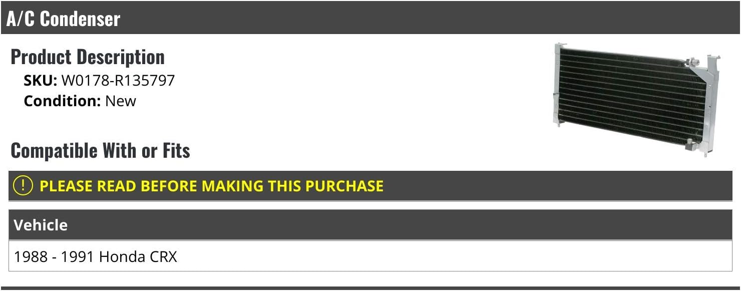 A/C Condenser - Compatible with 1988-1991 Honda CRX