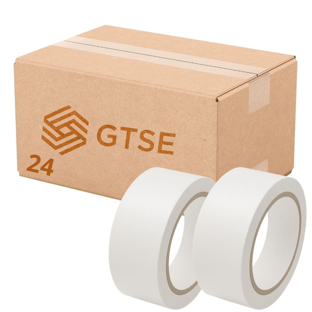 GTSE 50mm x 33m, White, PVC Line Marking Tape, 24 Rolls, Safety Marking Tape, 0.15mm Thick, Suitable for Dance Floors, Gyms, Warehouse, Sports Industry