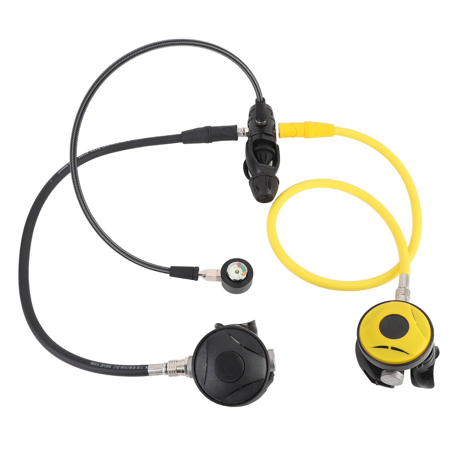 RiToEasysports Regolatore di Immersione, Set di Regolatore con Lega di Alluminio, 2 Calibri, 2 Tubi per Respirazione Subacquea, per Diving, Snorkeling, e Acquapazza