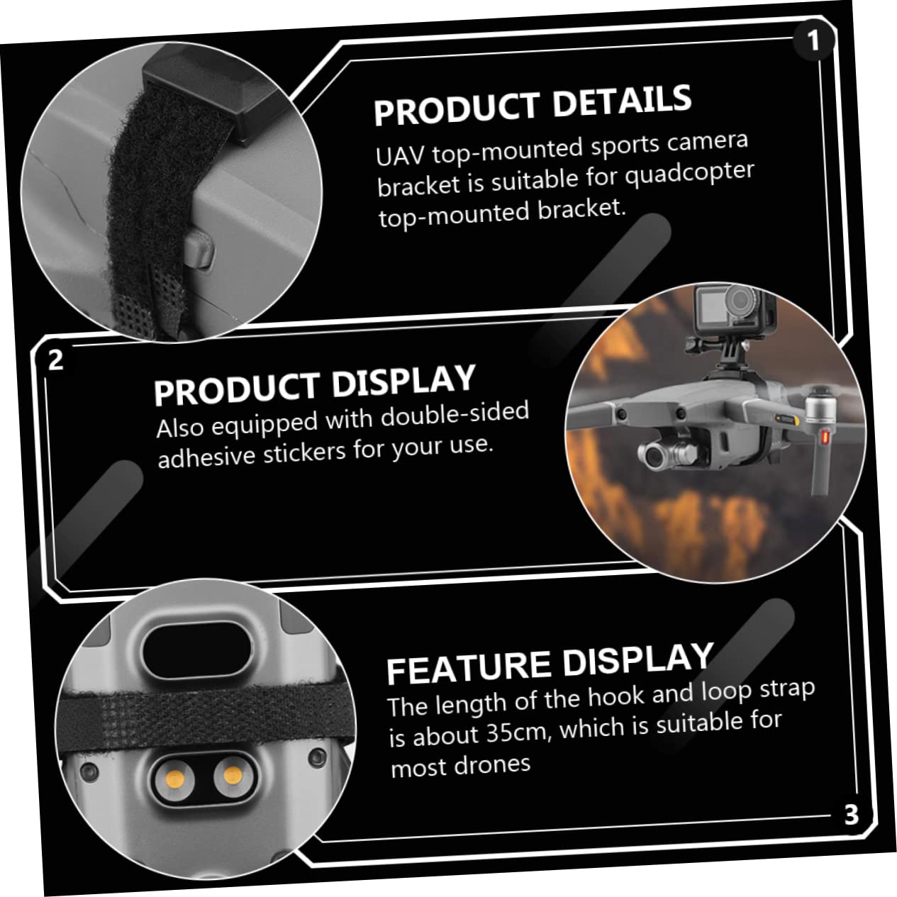 KICHOUSE Drone Camera Extension Bracket Action Camera Mount Holder for Nonslip Pad for Better Stability