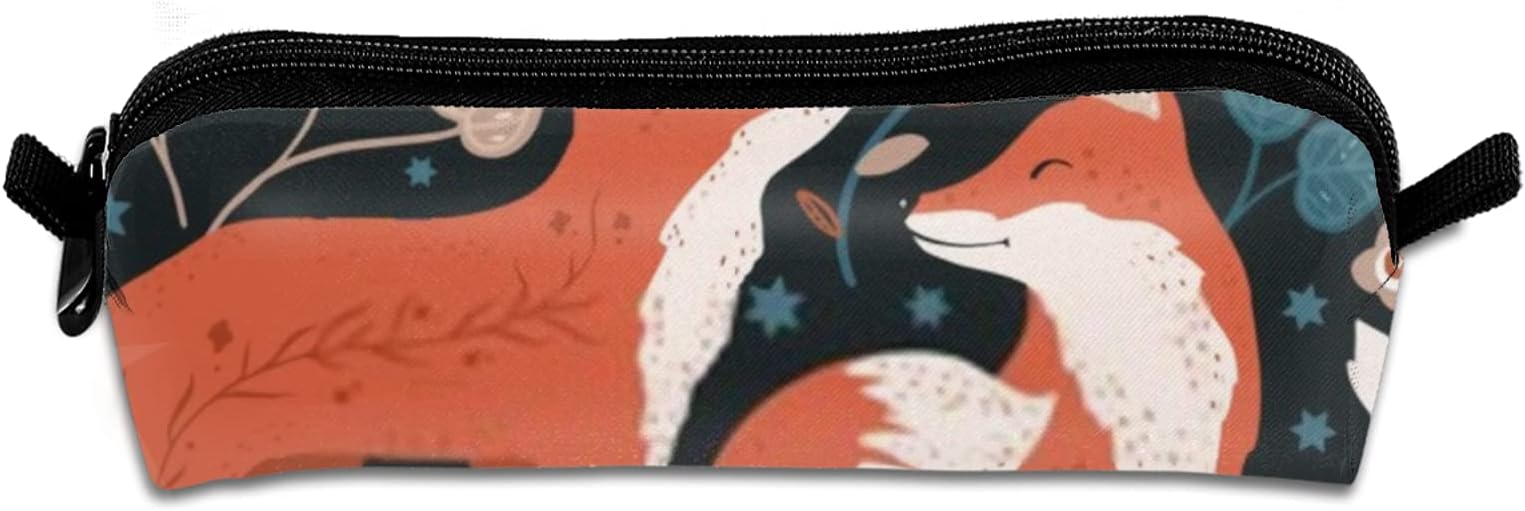 Fox Vector Pattern Zipper Pencil Pouch, Zipper File Bag Pen Case, for Office Supplies, Pencil Cases Bulk Kids, Travel Accessories Stationery