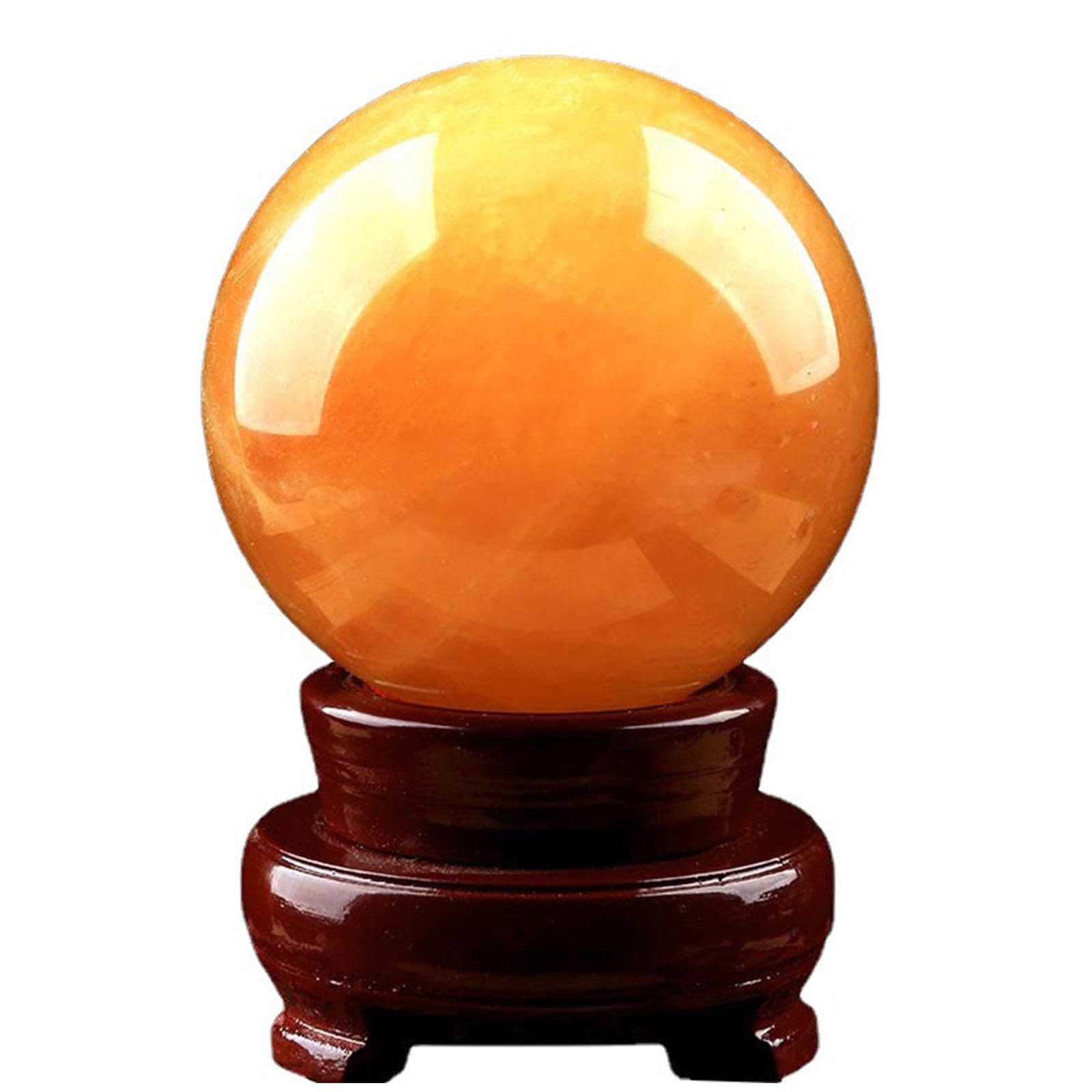 AARTERZZA Yellow Citrine Crystal Sphere Ball Crystals Stone with Stand Tabletop Sculpture Decorative Feng Shui Ornaments for Wealth and Success,Diameter 5.9"