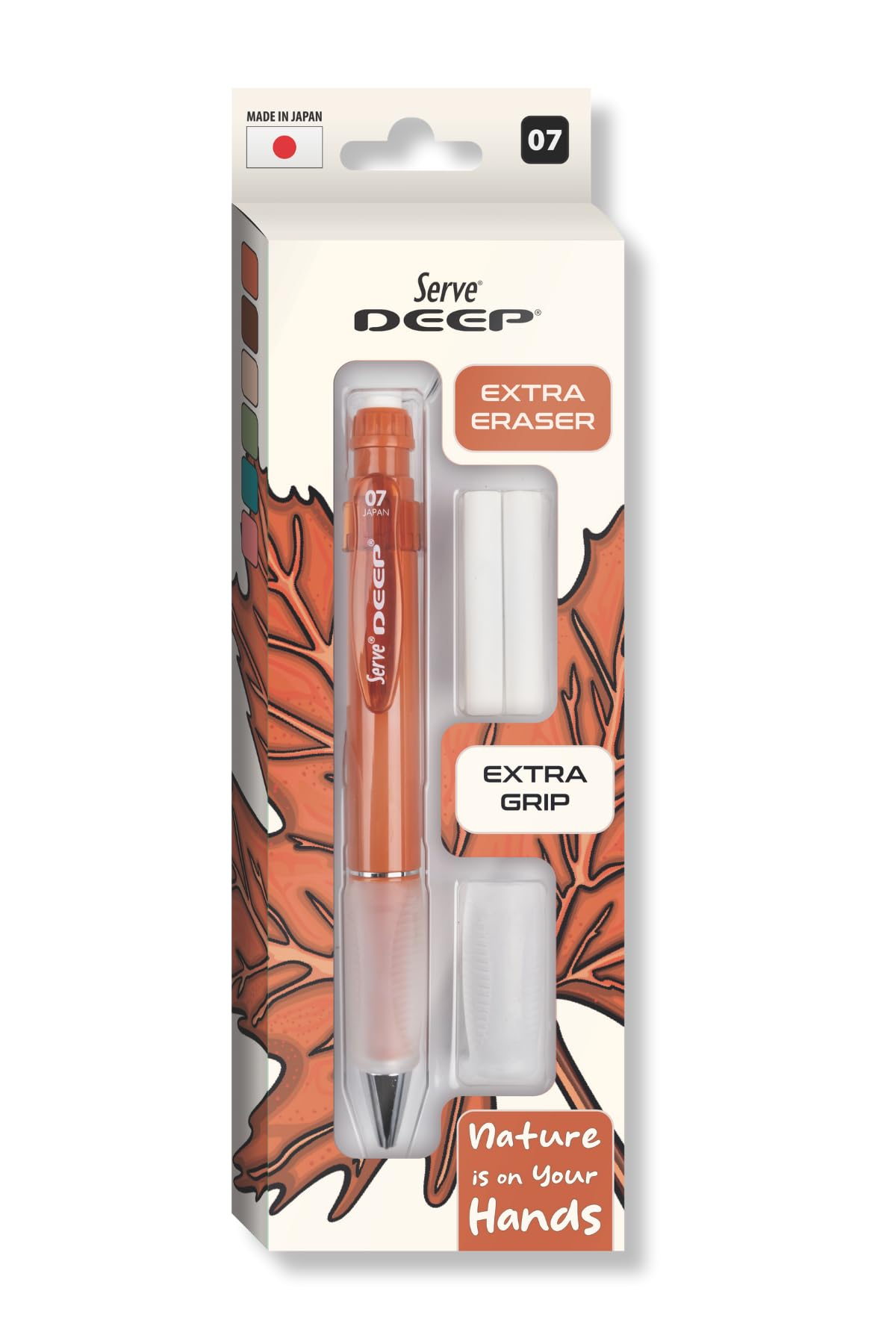 Serve Deep Versatil Kalem 07Mm- Toprak Tonları - Yedekli Set (Grip Ve Silgi) Kiremit
