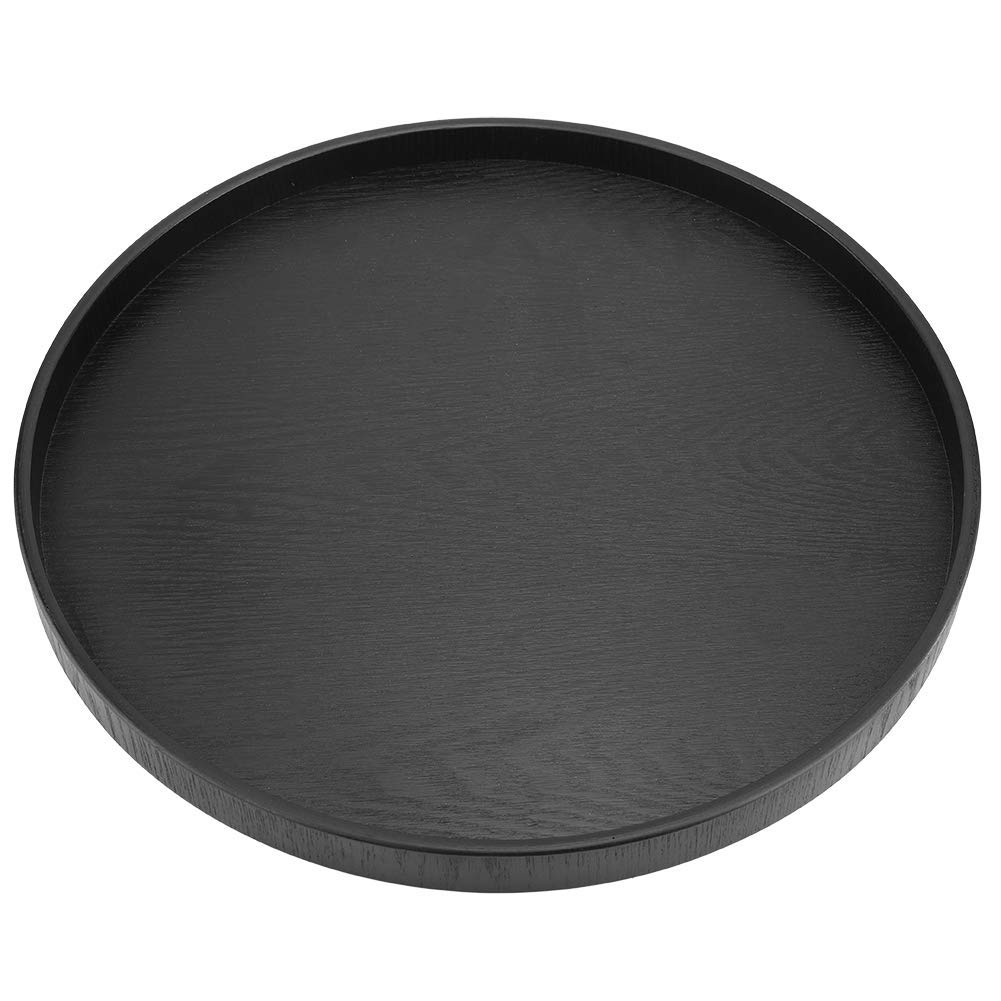 Plateau Rond en Bois Noir 37,5 cm