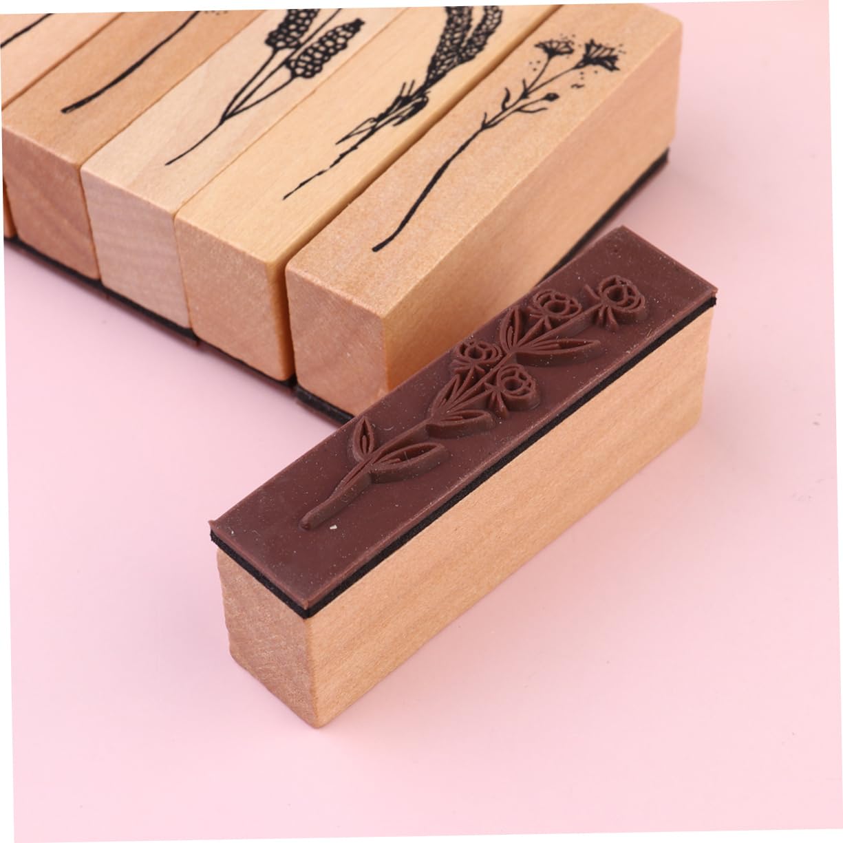 COHEALI 3pezzi Timbrini Retro Legno Per Scrapbooking e Decorazione Strumenti Creativi Per Diario e Artigianato Con Fiori e Piante