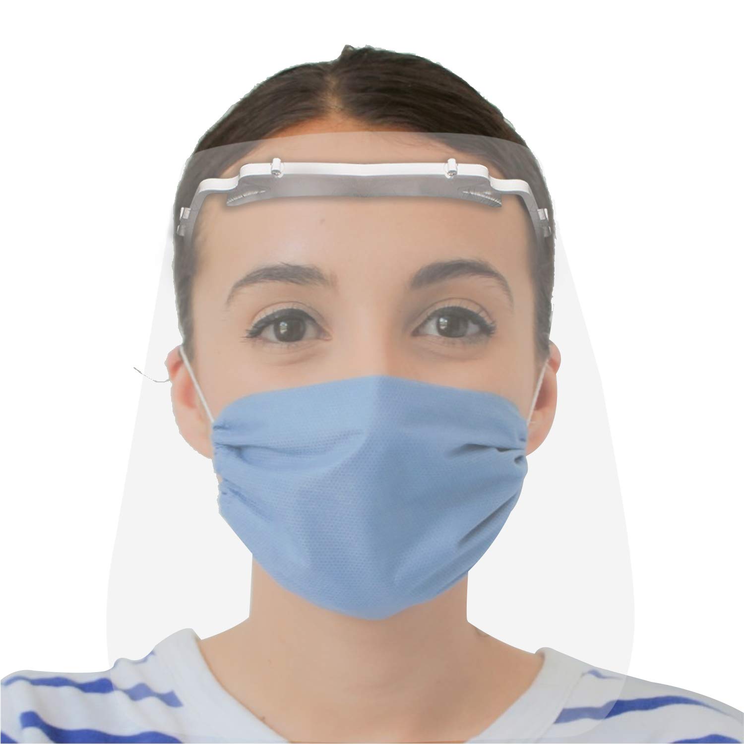 orfsn08 175 micron disposable face shield with adjustable elastic strap anti-splash single use protective facial cover transparent full face visor with eye & head protection (5 pcs)