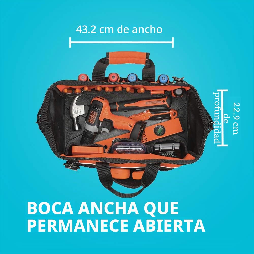 BLACK+DECKER BDST500002APB - Bolsa de herramientas con cremallera (40,6 cm)