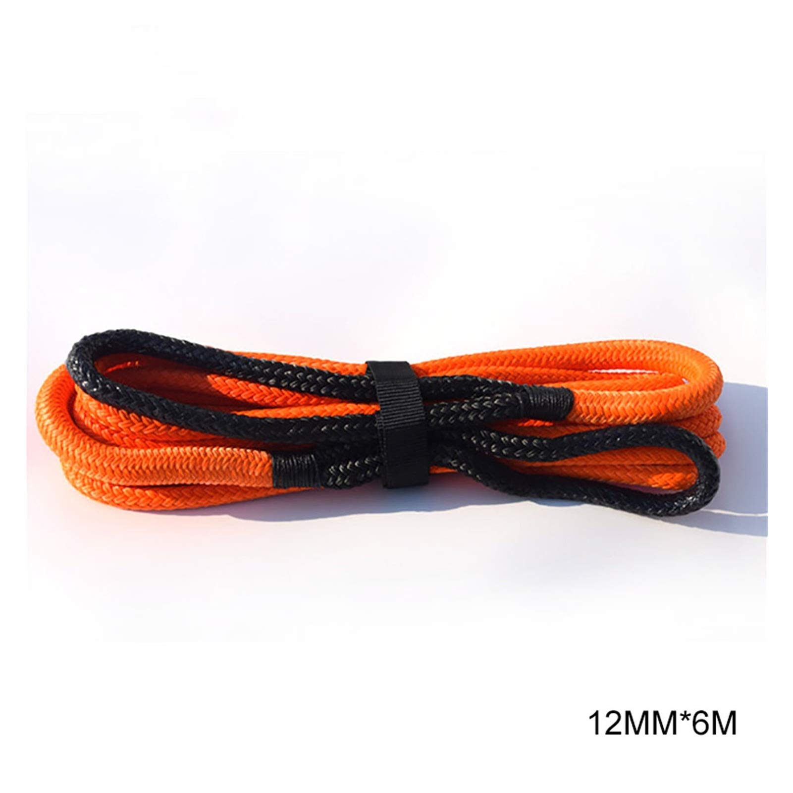 Syntetyczna lina wyciągarki, Lina kinetyczna, podwójna oplatająca liny odzyskiwania, lina energetyczna do pojazdów terenowych 4WD ATV UTV(Black 12mm 6m)