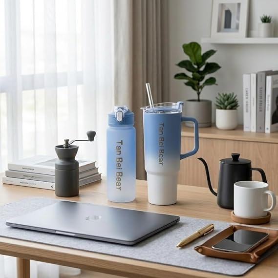 2’li Matara ve Pipetli Mug Bardak Seti – 900 ml Spor Suluk + 1500 ml Pipetli Termal Mug Bardak, Günlük Kullanım İçin pratik İçecek Seti