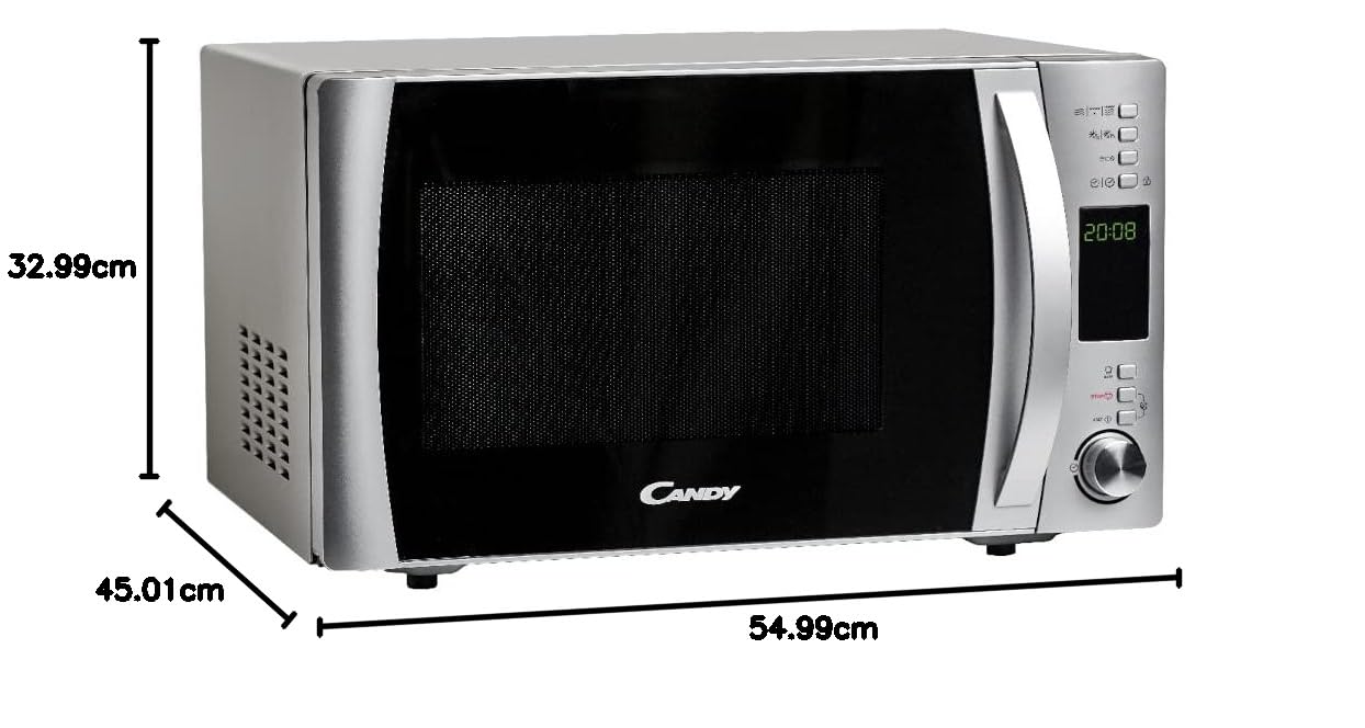 Candy COOKinAPP Forno a Microonde con Grill, 25 Litri, 900W, 40 Programmi, App Simply-Fi, Funzione ECO, Programma Defrost, Child Lock, Libera Installazione, 51,3 x 42,9 x 30,7 cm, Inox - CMXG25DCS