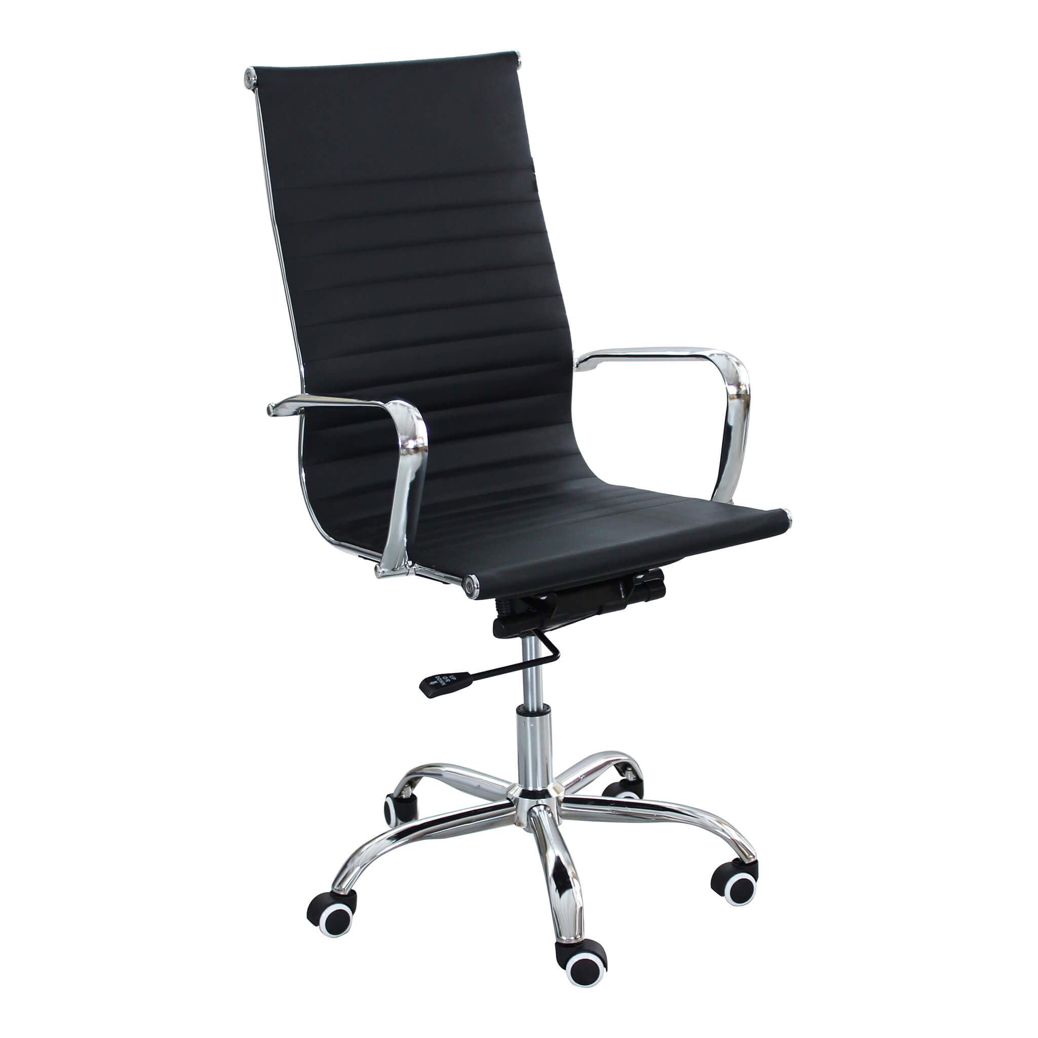 milani home - sedia ufficio ergonomica girevole con poggiatesta, supporto lombare, braccioli, ecopelle nera, nero