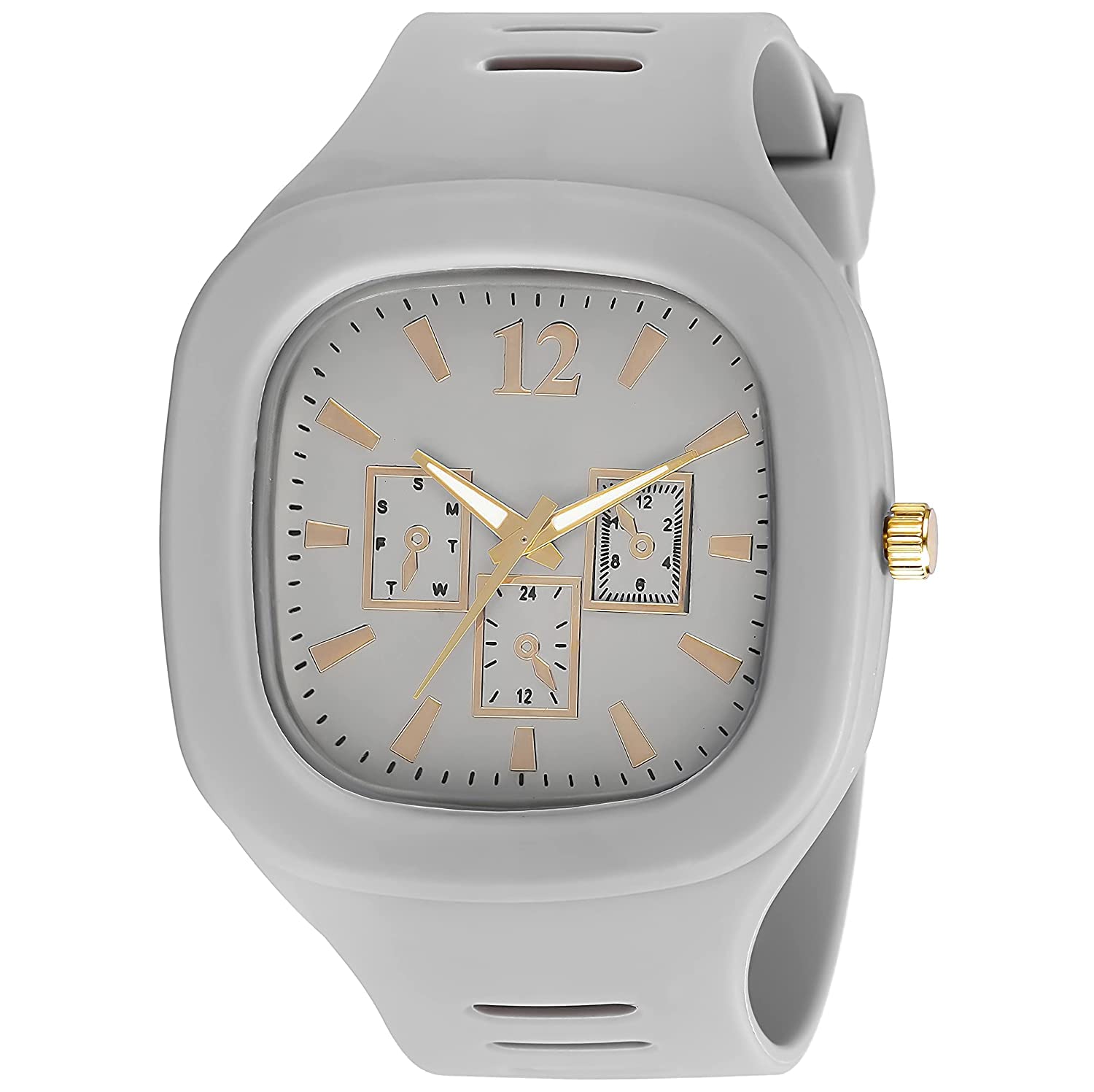 ARTLABEL Most Trendy Stylish Square Dial Digital Watch with Silicone Strap Designer Analog Watches for Mens & Boys (Gray) (B09VH8ZP3J) Amazon Price History, Amazon Price Tracker