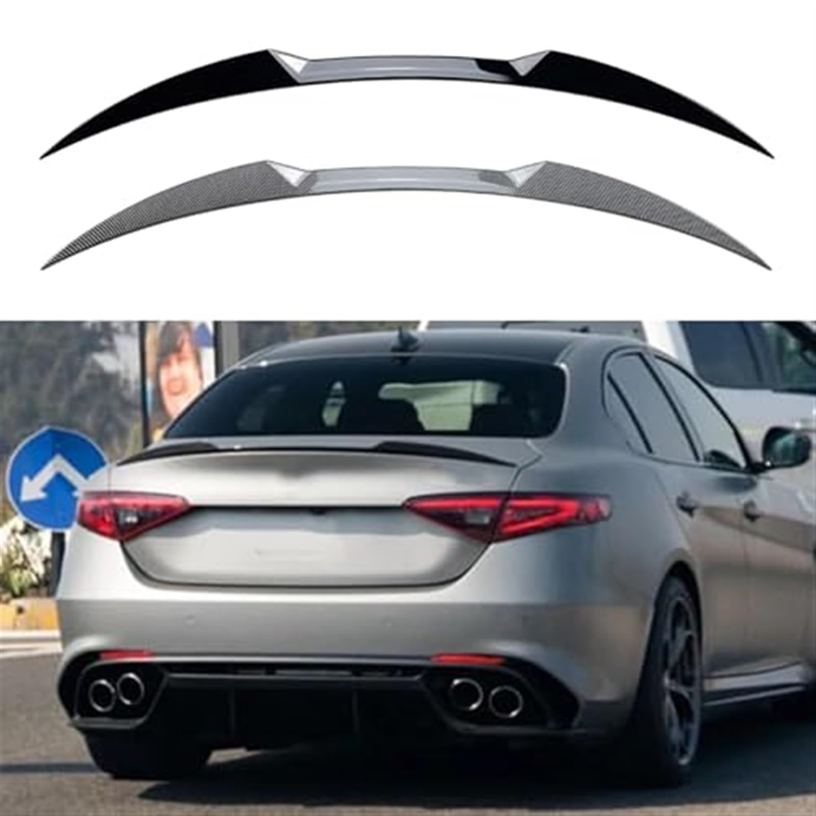 Spojlery tylne bagażnika samochodowego, do modeli Alfa Romeo, Giulia, Sedan 2015 2016 2017 2018-2023, Spojler tylnej klapy bagażnika skrzydło Tylny spoiler samochodu(Carbon Fiber Look Black)