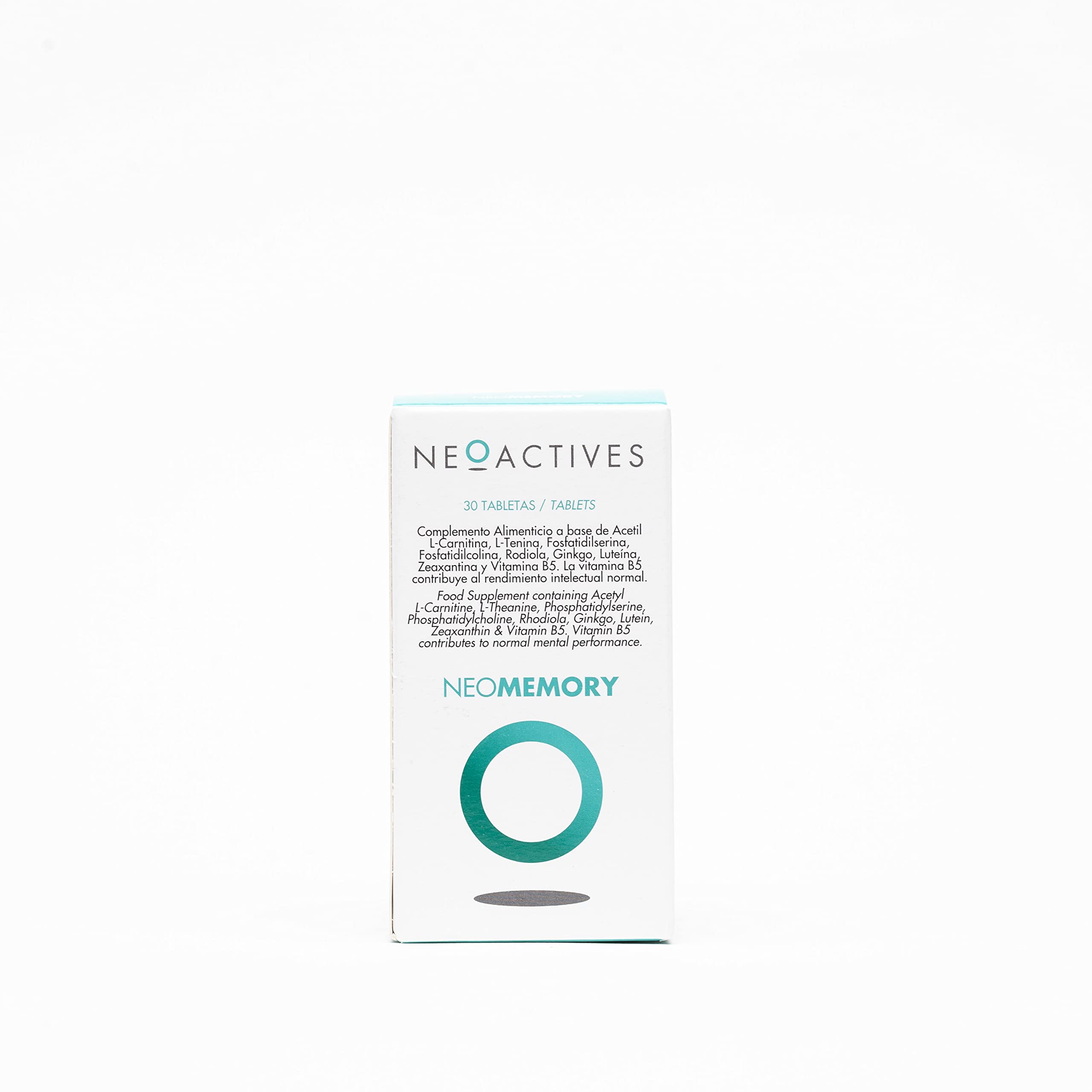NeoMemory - Suplemento Alimenticio con Extractos de Plantas - Contribuye a Mejorar el Rendimiento Mental - Ayuda a Reducir el Estrés - 30 Tabletas - Neoactives
