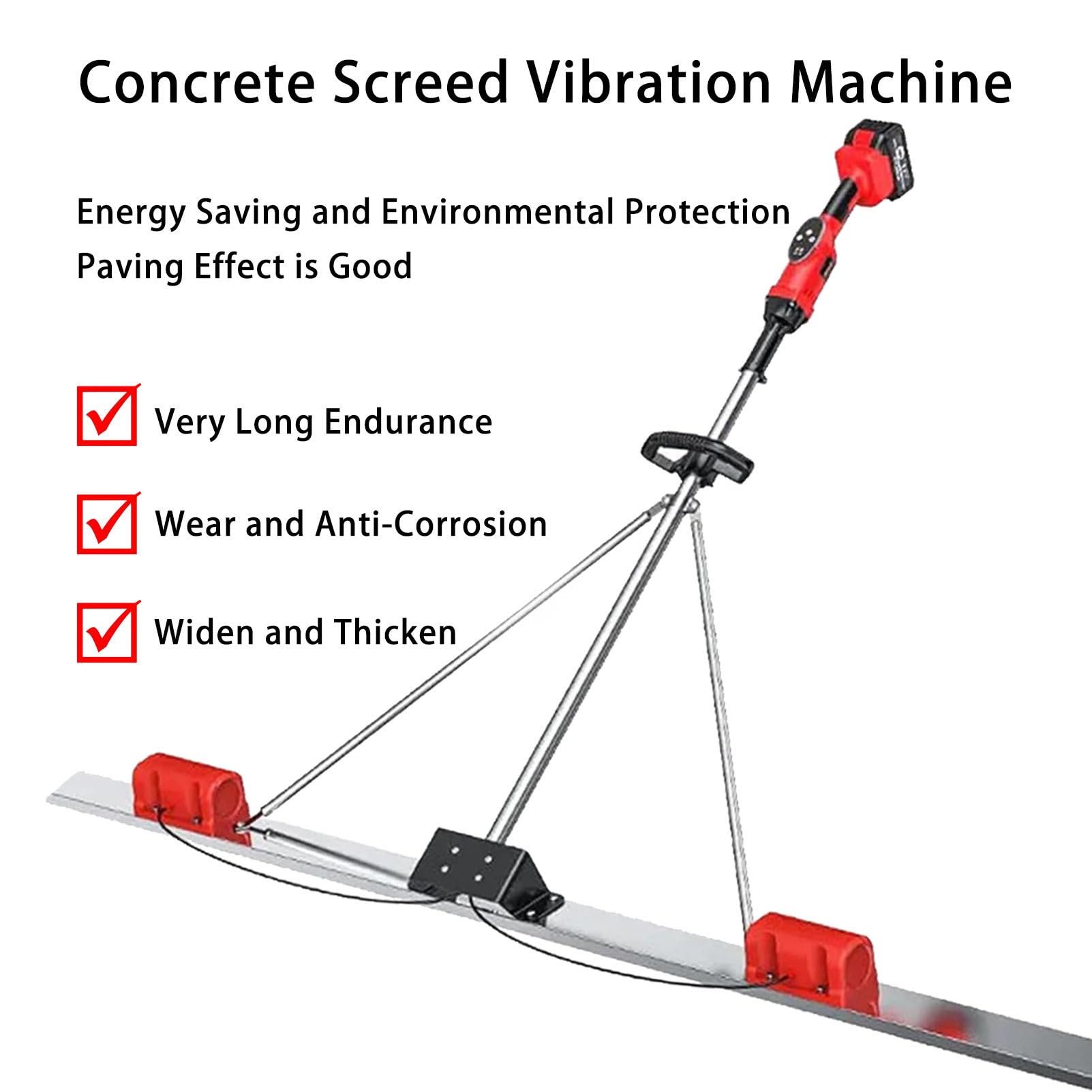 Vibrofinitrice per Calcestruzzo, Strumento di Vibrazione per La Finitura del Calcestruzzo, per Una Levigatura E Una Rifinitura Efficienti del Calcestruzzo 2*Battery-2M