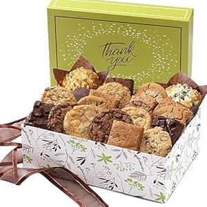 Broadway Basketeers Brownie and Cookie Gift Box, Gift Basket to Say Thank You Gift Baskets Delivery Prime Gourmet Edible Care Package for Teacher, Employee, Nurse, Neighbor, Families, Her, Him