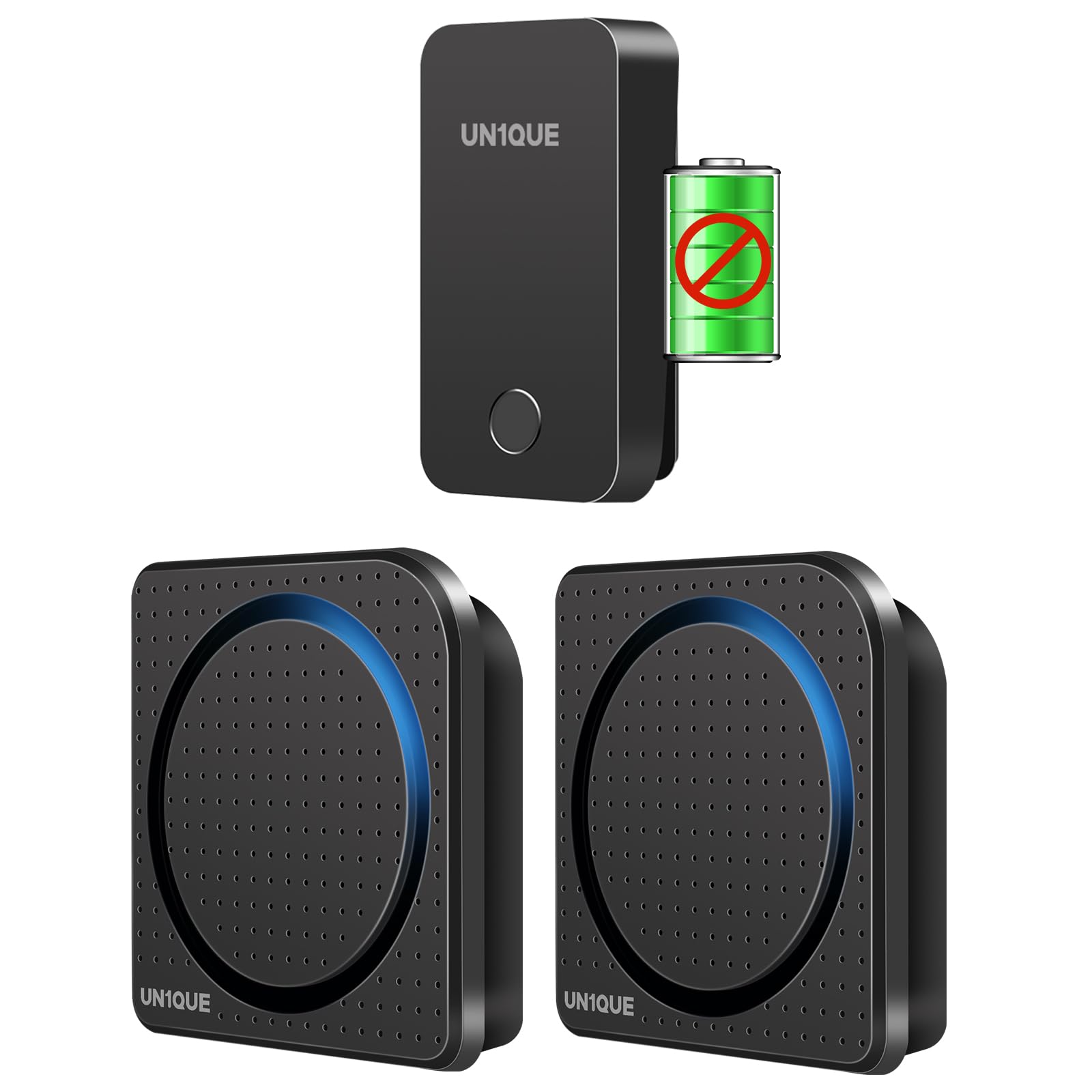 UN1QUE Wireless Door Bell for Home, Self-Powered Battery Free Cordless Calling Bell-1000ft Range with 38 Chimes,LED Light,4 Levels Volume UB521 discount deal