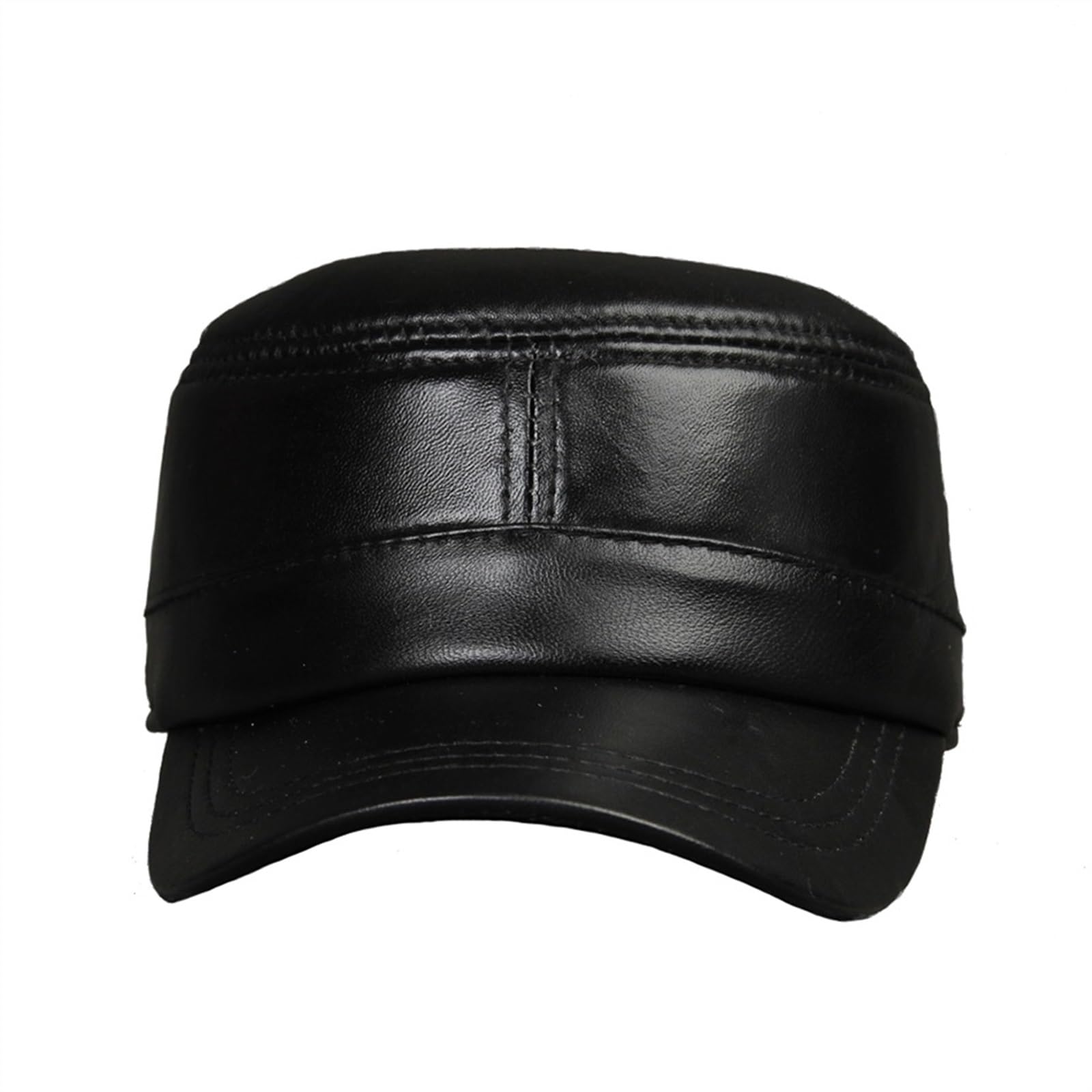 Cappello da Uomo Berretto Piatto in Vera Pelle Nera Berretto da Uomo Berretto Militare Regolabile Vintage Edera Cappello da Capitano Autunnale Casual