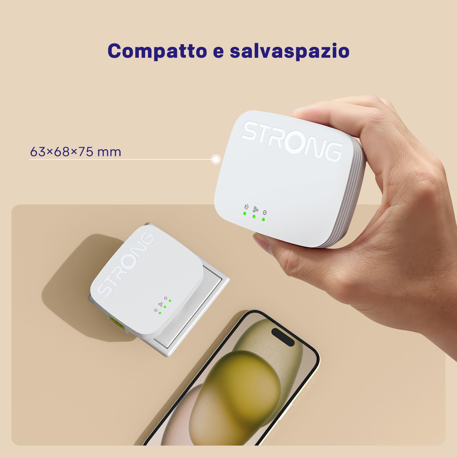 STRONG AV600 Kit Powerline, Ripetitore Powerline Ethernet HomePlug AV2, Plug & Play, Sicurezza One-Touch, Modalità Risparmio Energetico, Porte LAN 100Mbps (PL600M)