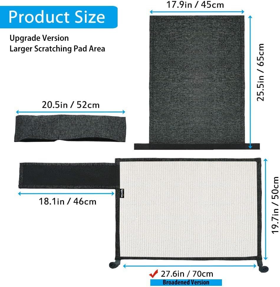 NATUYA Cat Scratch Couch Protector,Sisal Furniture Protector Cats Scratching Pad,Anti-Cat Scratch Sofa Armrest Couch Protective Shield with Pocket,Drak Grey - Image 4
