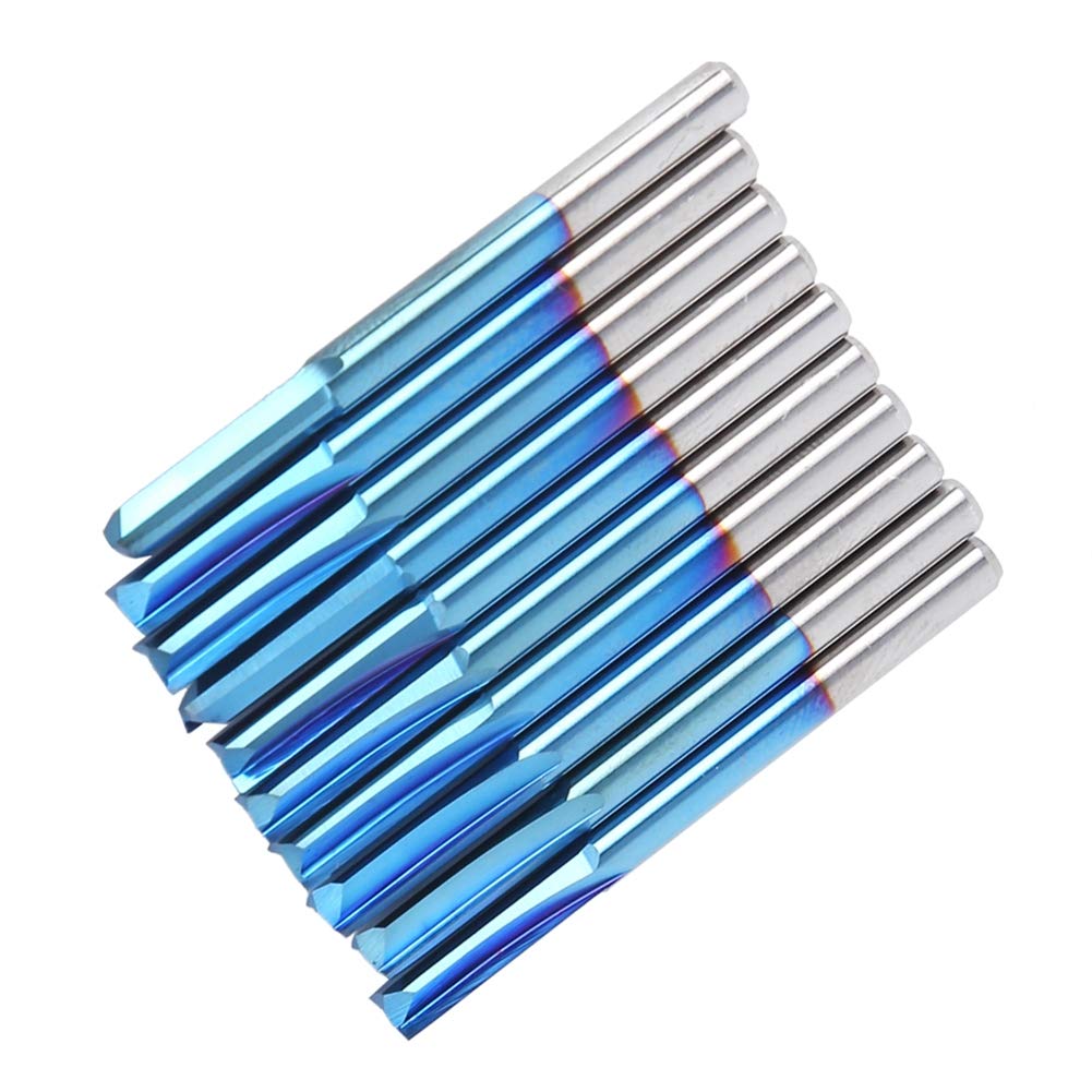 10 Pezzi 3,175 Mm in Carburo Cementato a 2 Taglienti Dritti per Legno, Ylic, PVC e Altro