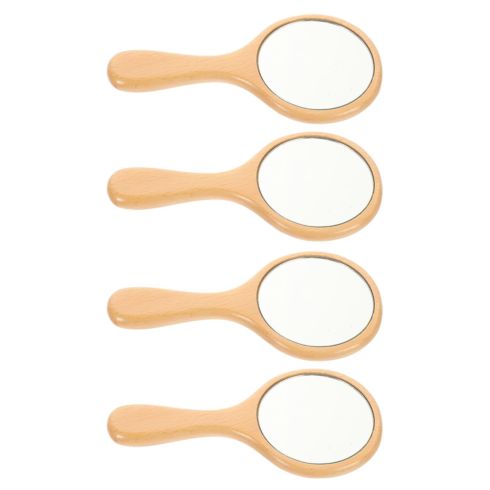 Miroir de poche en hêtre avec poignée en bois noble