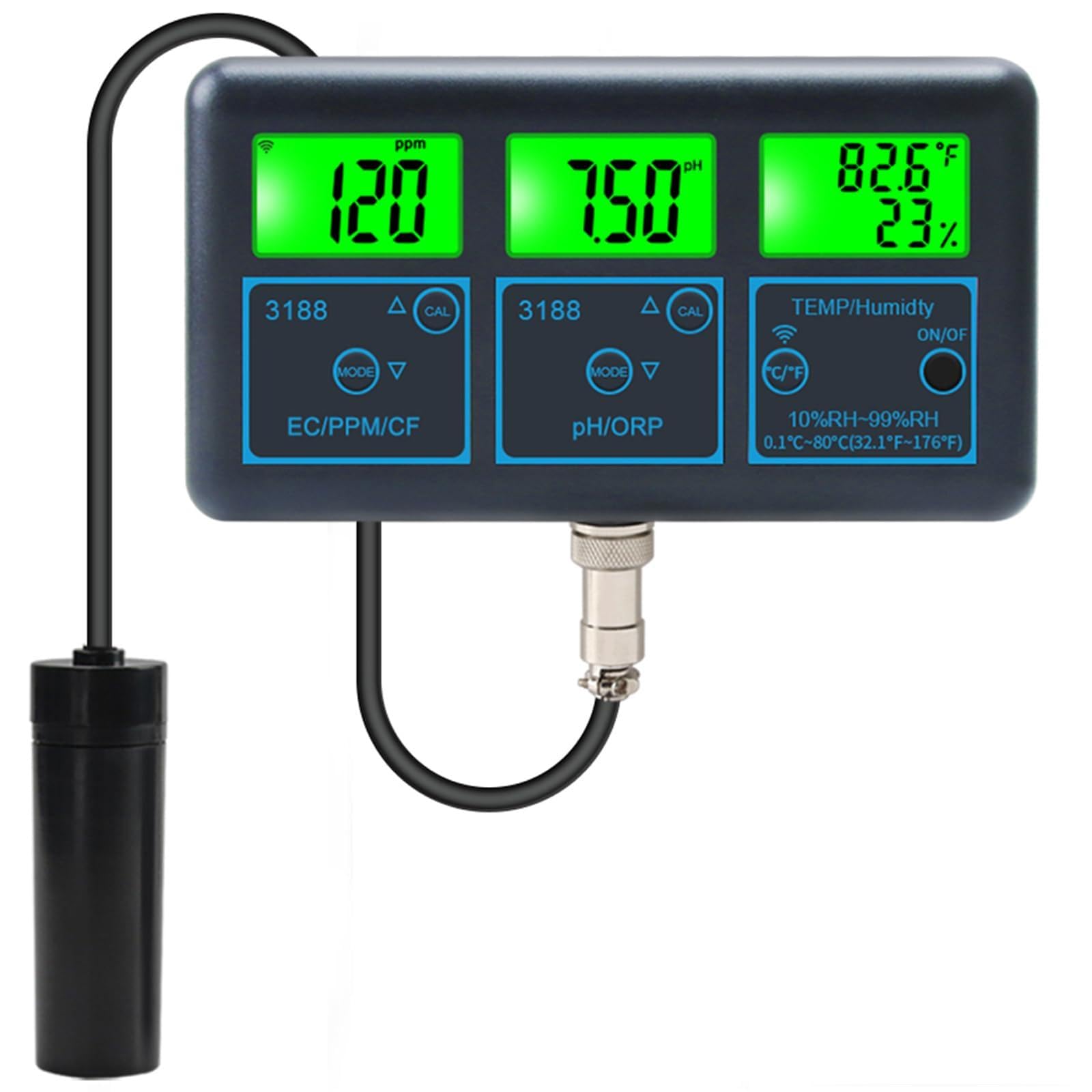 Testeur de qualité de l'eau pH EC TDS ORP CF pour système hydroponique de salon