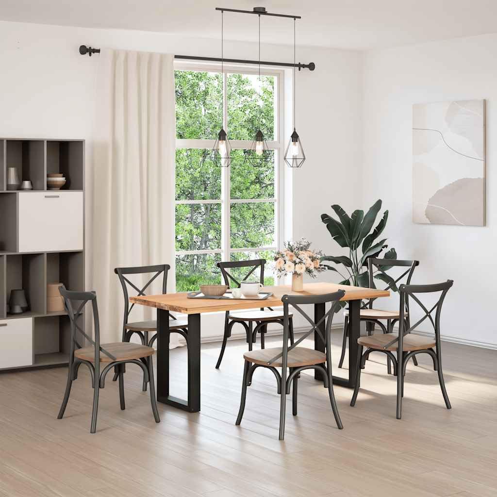 Coffee Table Leg Set of 2 Black Powder-Coated Steel Medium Dining Furniture Table Bases