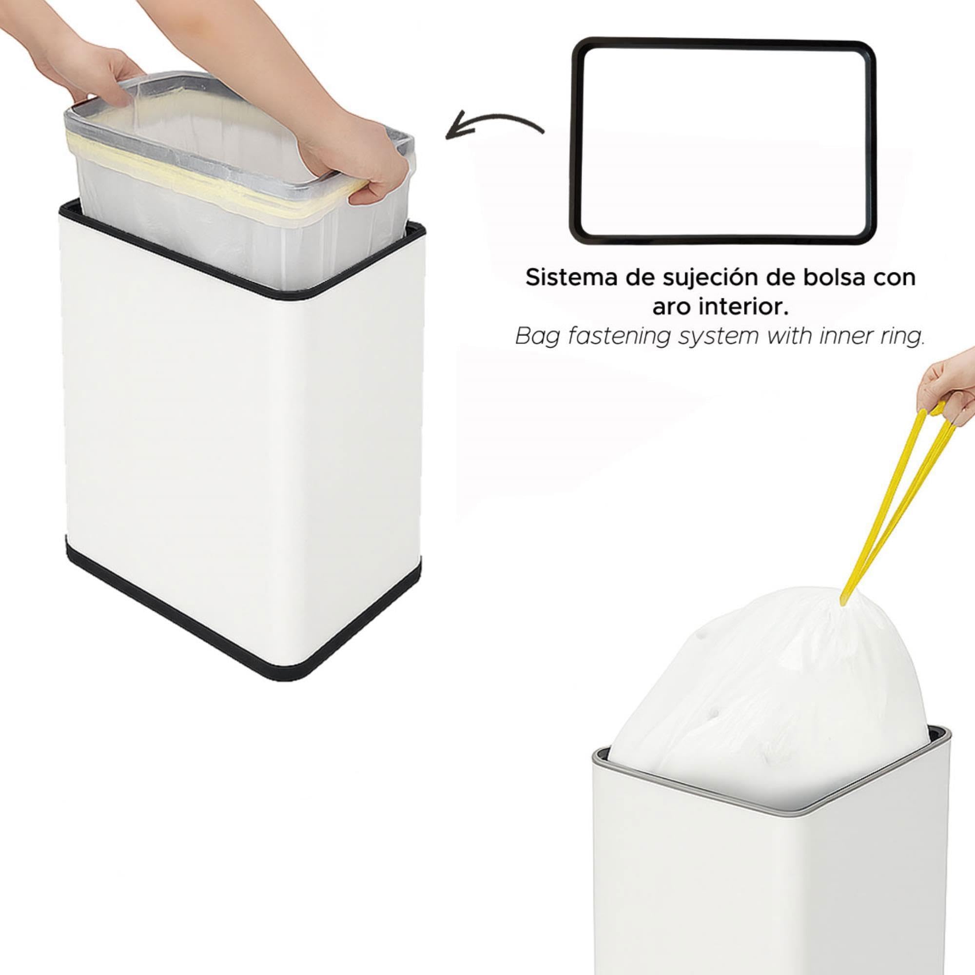 Cubo de Basura de 50L color Blanco en Acero inoxidable con Apertura de Alas y Sensor automático 53cm de altura