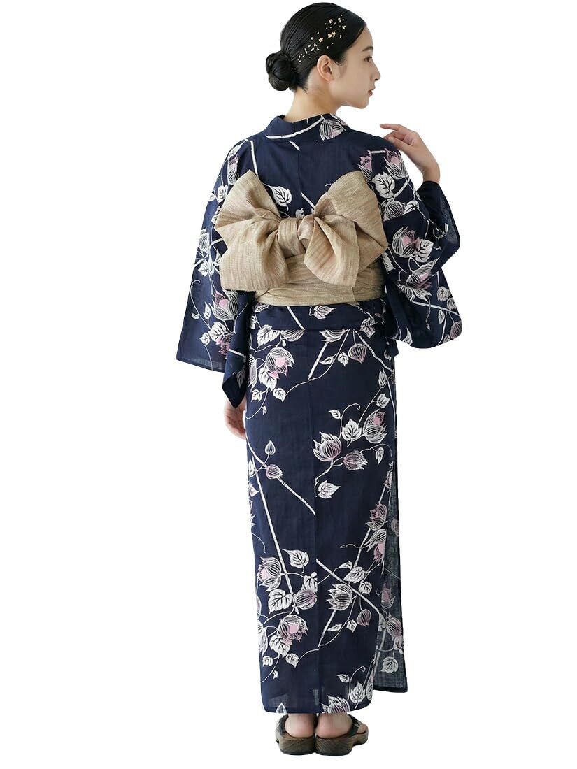 Retro Floral Yukata Set, 2-Piece