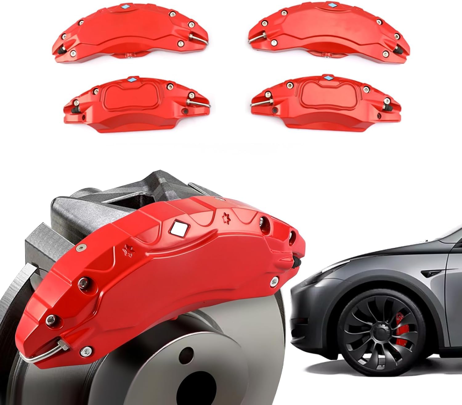 Remklauw Cover voor Tesla Model Y 2019 2020 2021 2022 Wielmaat 19 Inch 20 Inch Rode Remklauw Guard verbeterde Model Accessoires,A-20 Inch