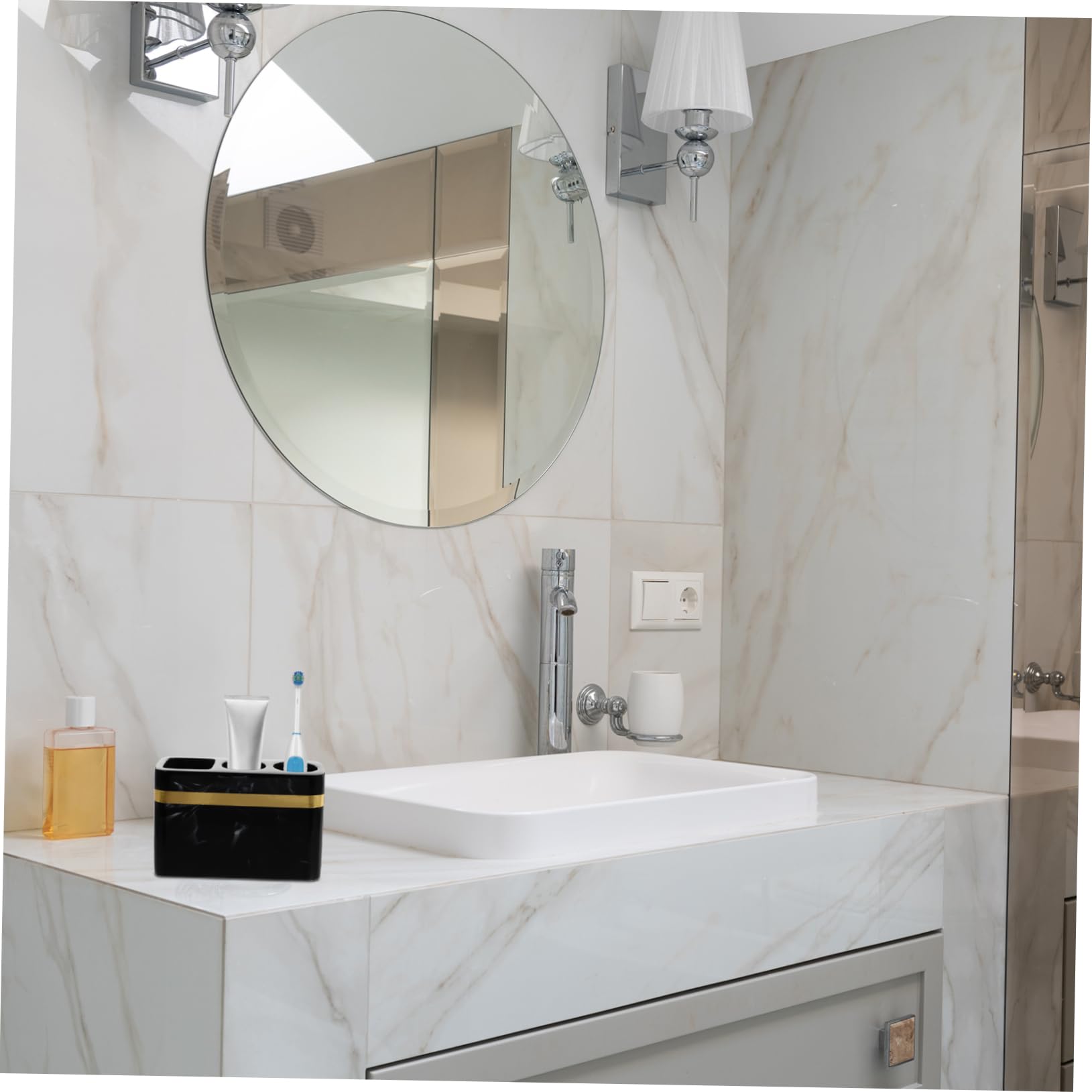 1pezzi Portaspazzolino e Distributore Di Dentifricio Con Fessure Di Drenaggio Organizer Per Bagno Inossidabile Elegante Struttura Per Spazzolini e Rasoi Per Casa e Viaggi