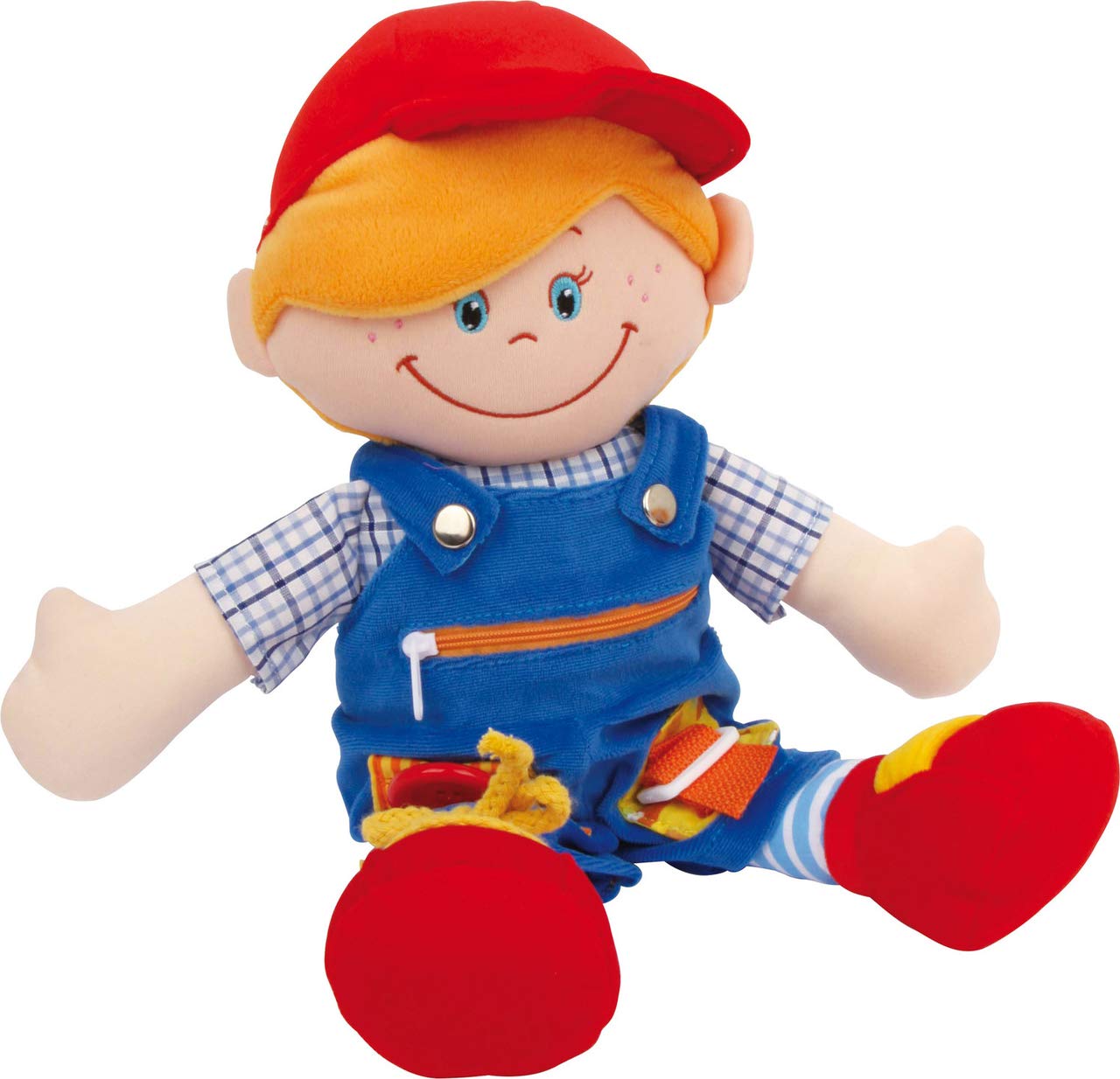 5576 Bambole di stoffa "Chiara & Massimo" small foot, bambole didattiche per l'allenamento della motricità fine dei bambini piccoli, set da 2 pezzi.
