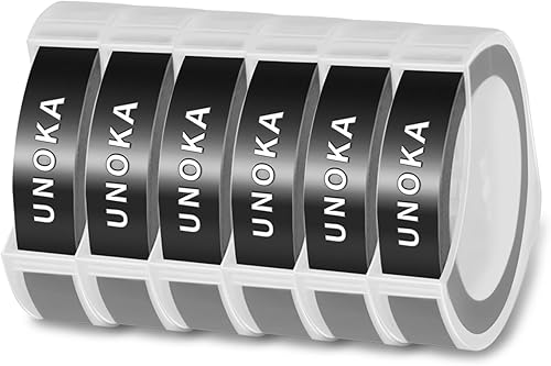 UNOKA Cinta de etiquetas en relieve de repuesto para Dymo Embossing Label Maker Recambios de 38 pulgadas, para Dynamo Embosser Buddy Id 2001-01 Old