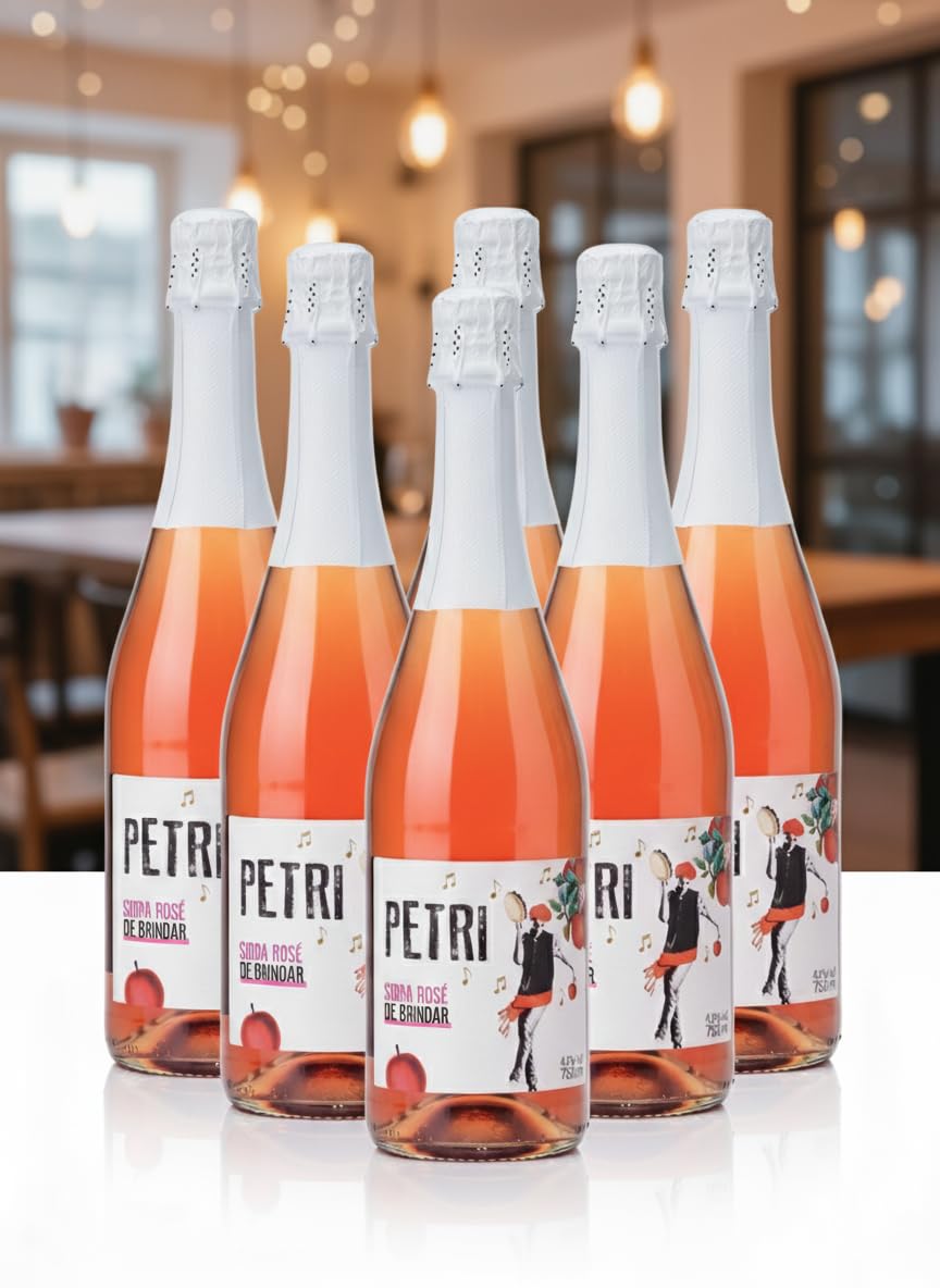 Petritegi Sidra Petri Rosé Pack 6 x 750 ml | Sidra Artesanal de Astigarraga | Sabor Frutos Rojos y Manzana Verde | Vegana sin Gluten | 4.8% Vol