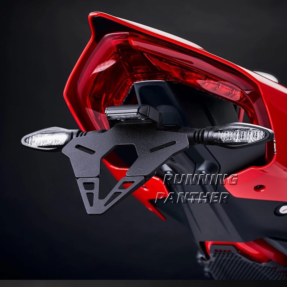 2025 Motorcycle License Plate Holder LED Light Fits for Ducati Panigale V4 V4S 2025- Aluminum Tail Tidy License Plate Mount Bracket Fender Eliminiator Kit Rear Tailstock Bracket